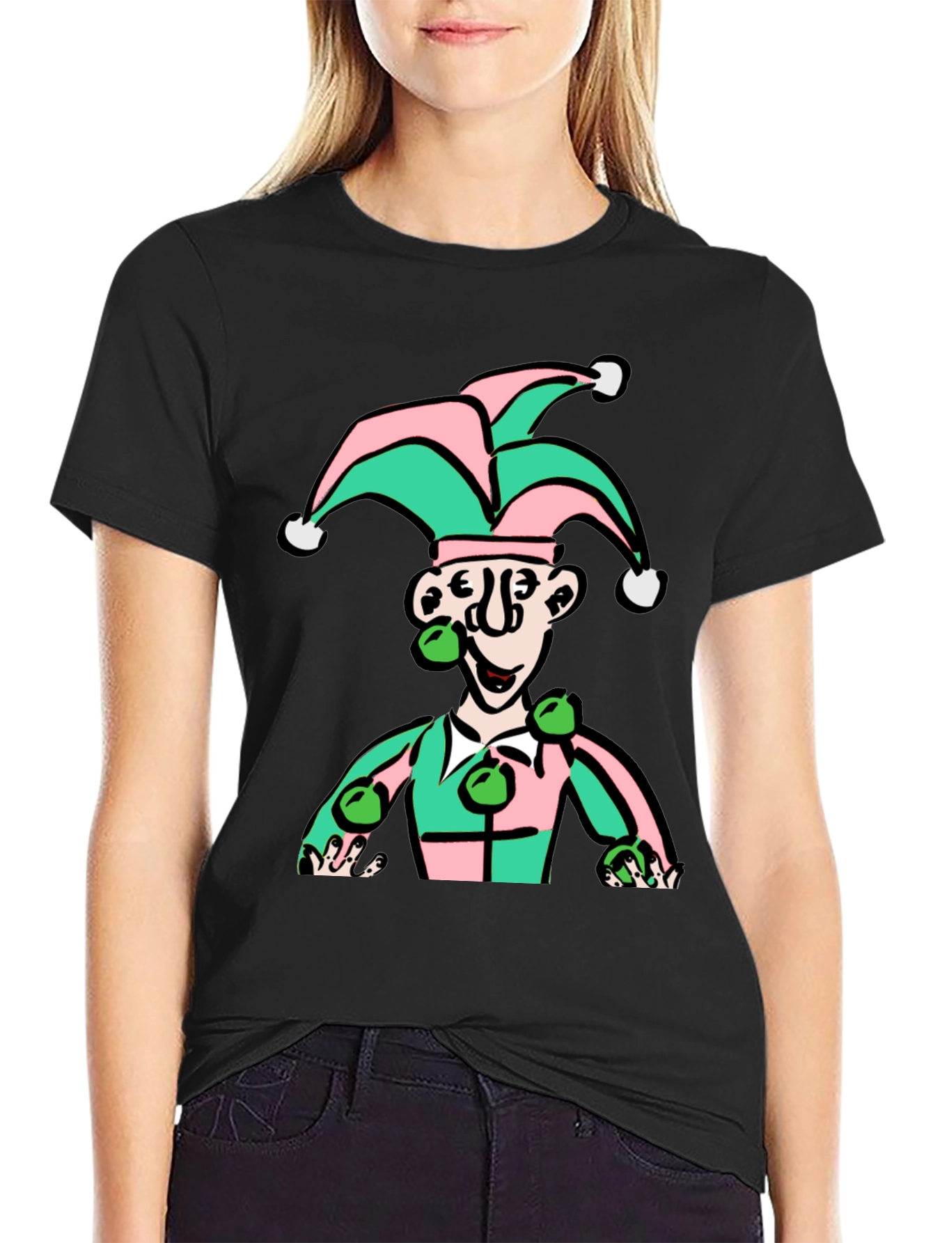 Black Jester Graphic T-Shirt - Playful & Unique Design view 2