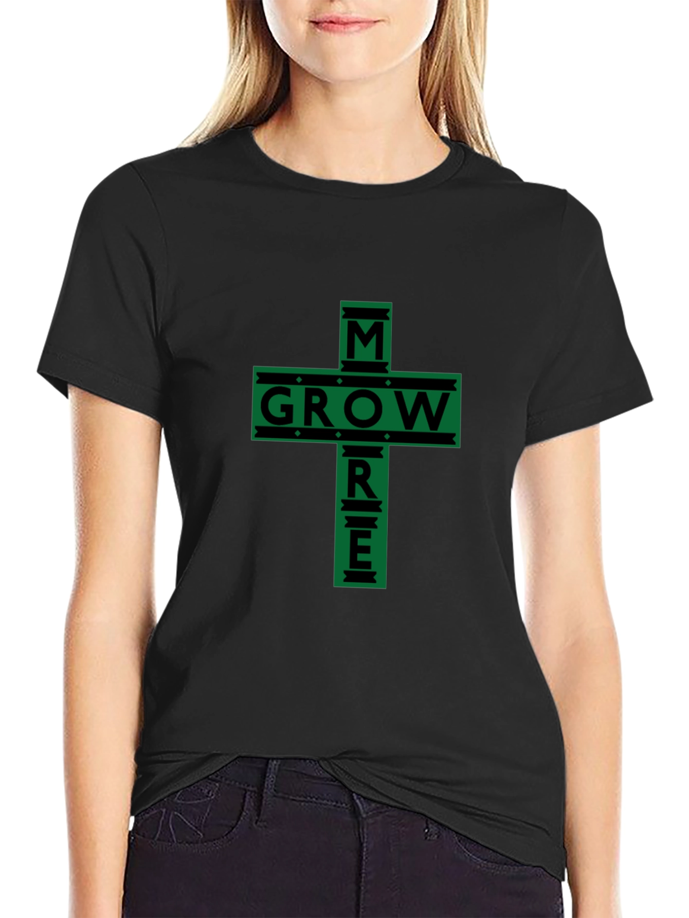 Black Grow More Graphic Tee - Black Cotton Blend view 2
