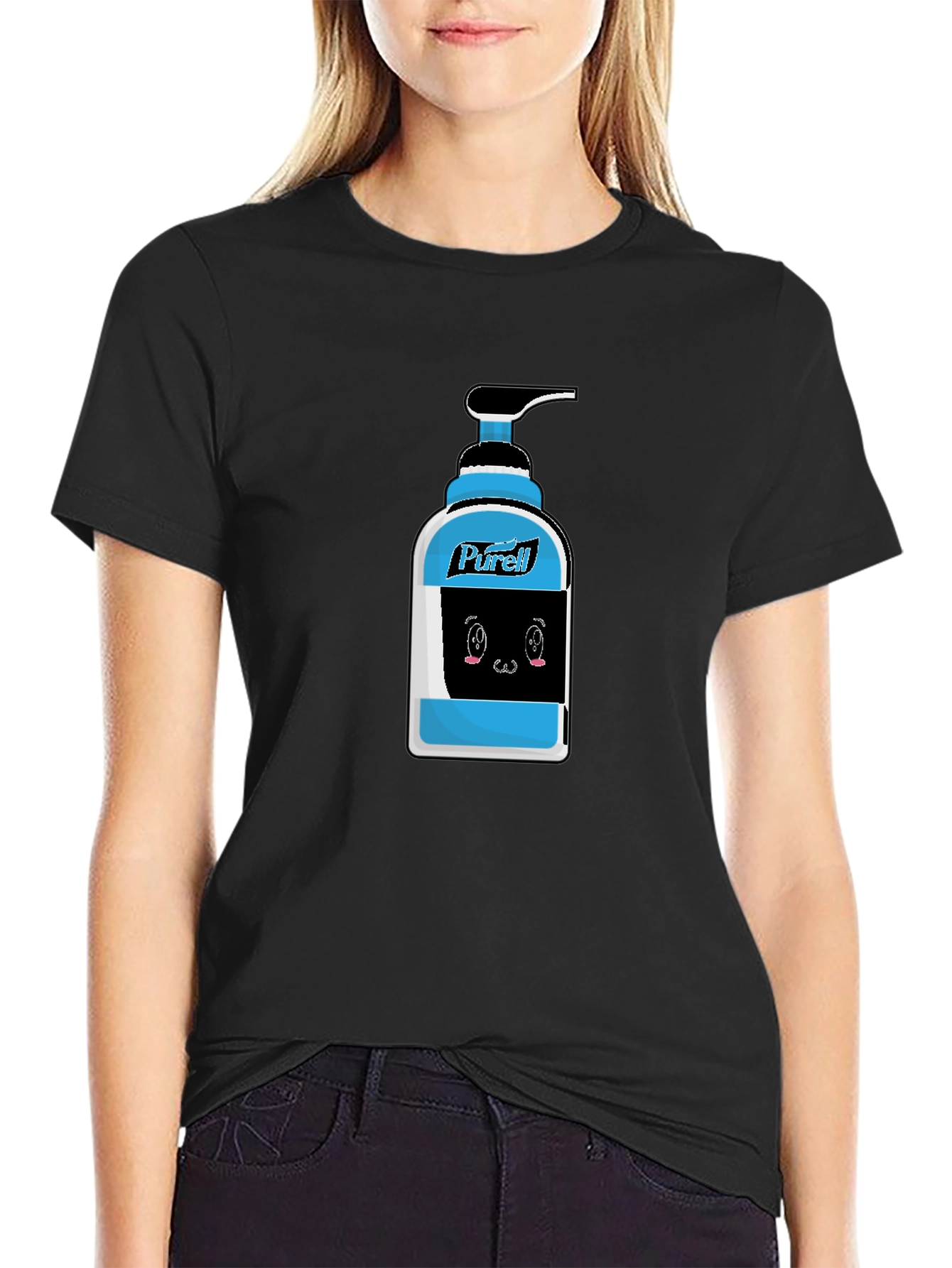 Black Purell Cartoon Graphic Black T-Shirt view 2