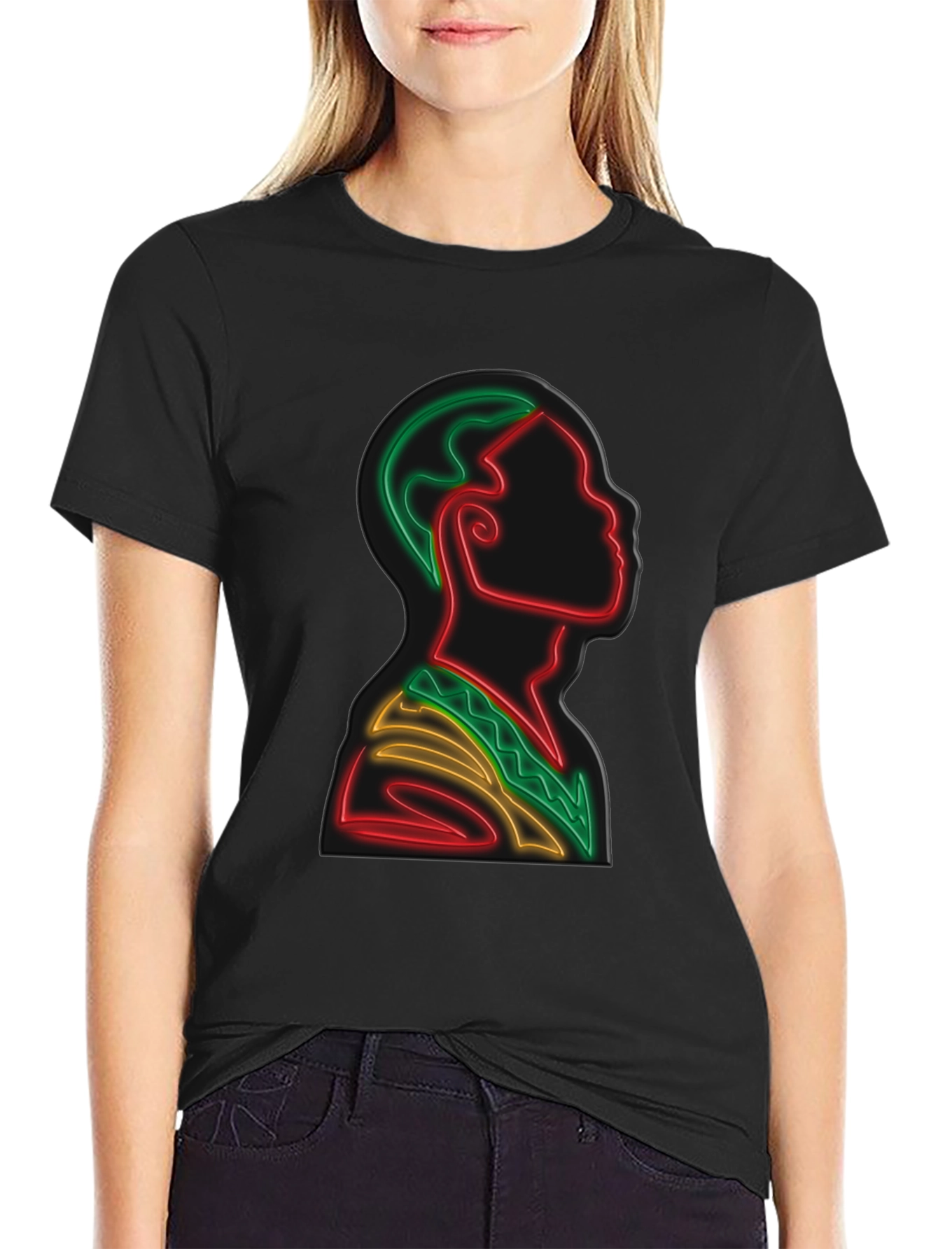 Black Neon Portrait Graphic Tee - Black view 2