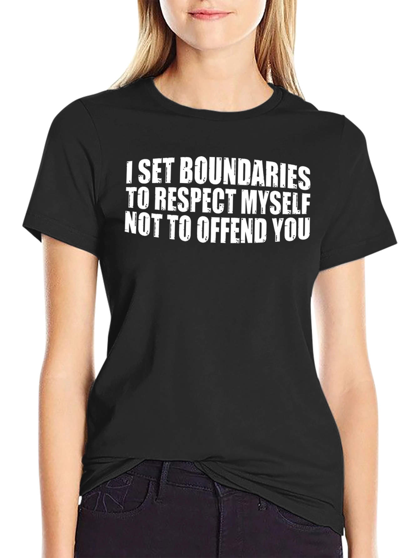 Black Boundaries Respect Tee - Black Graphic T-Shirt view 2