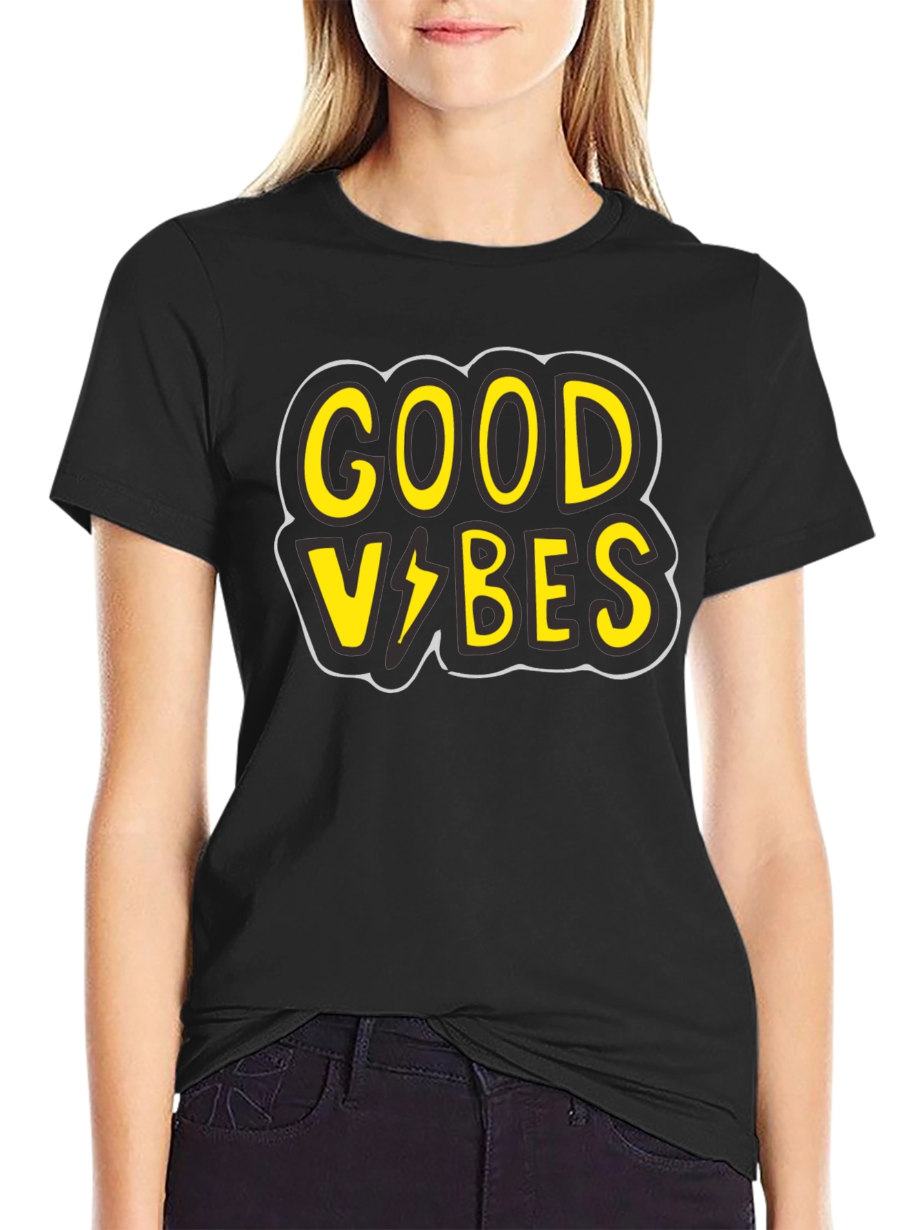 Good Vibes Graphic Tee - Black Cotton T-Shirt - 2