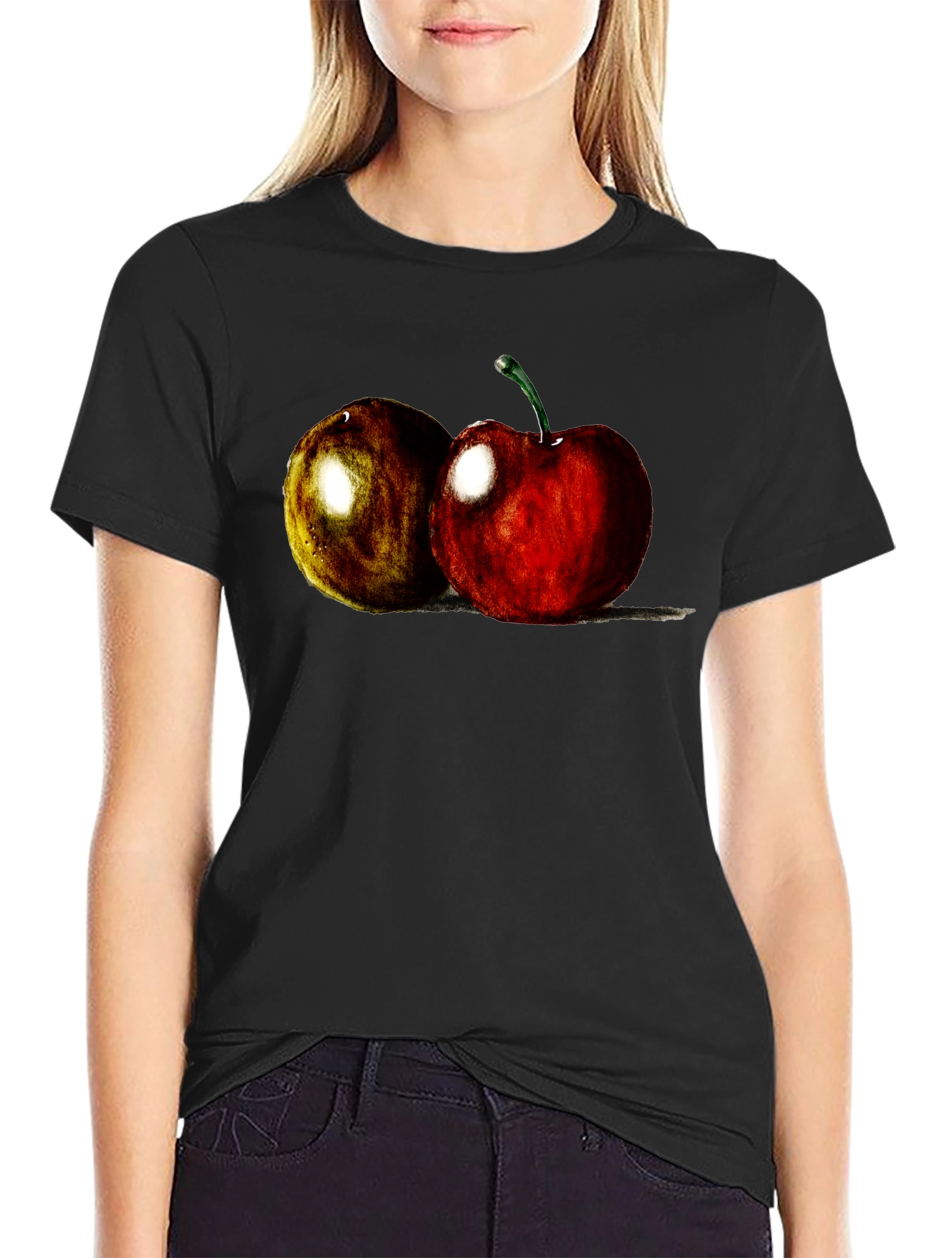 Black Cherry Fruit Graphic Tee - Soft Cotton Blend view 2