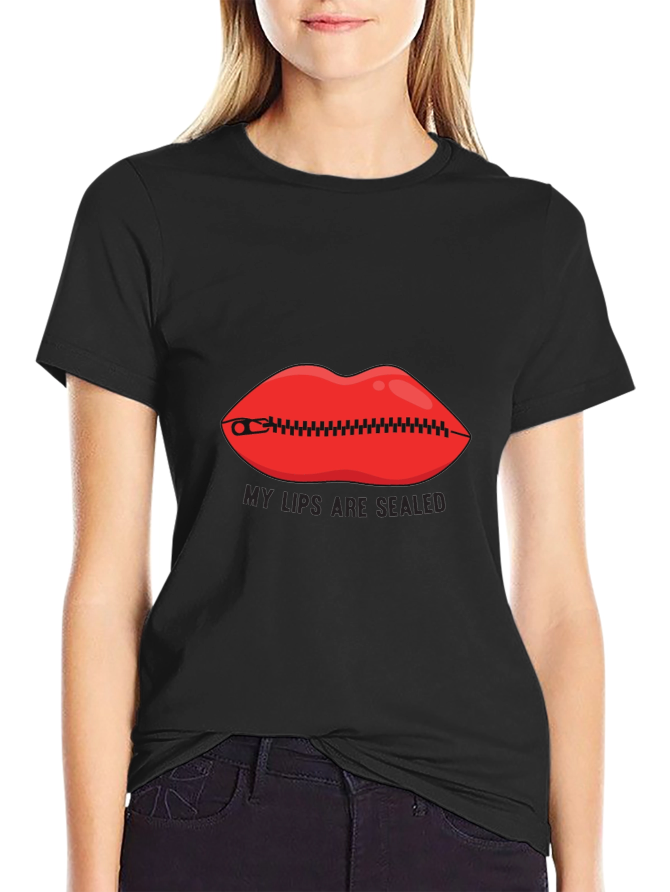 Black My Lips Are Sealed Graphic Tee - Funny Novelty Shirt view 2
