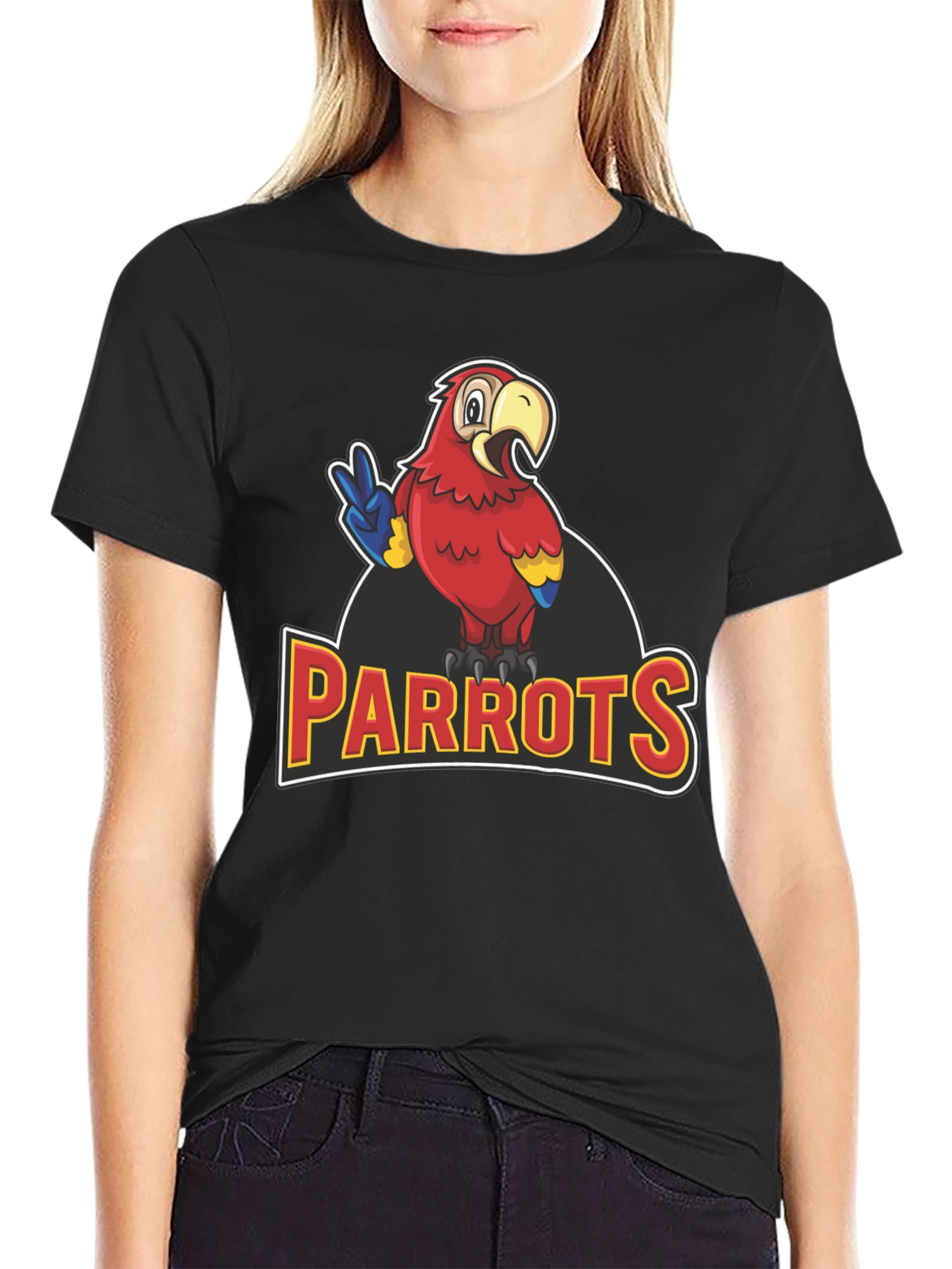 Black Parrots T-Shirt - Black Graphic Tee for Parrot Lovers view 2