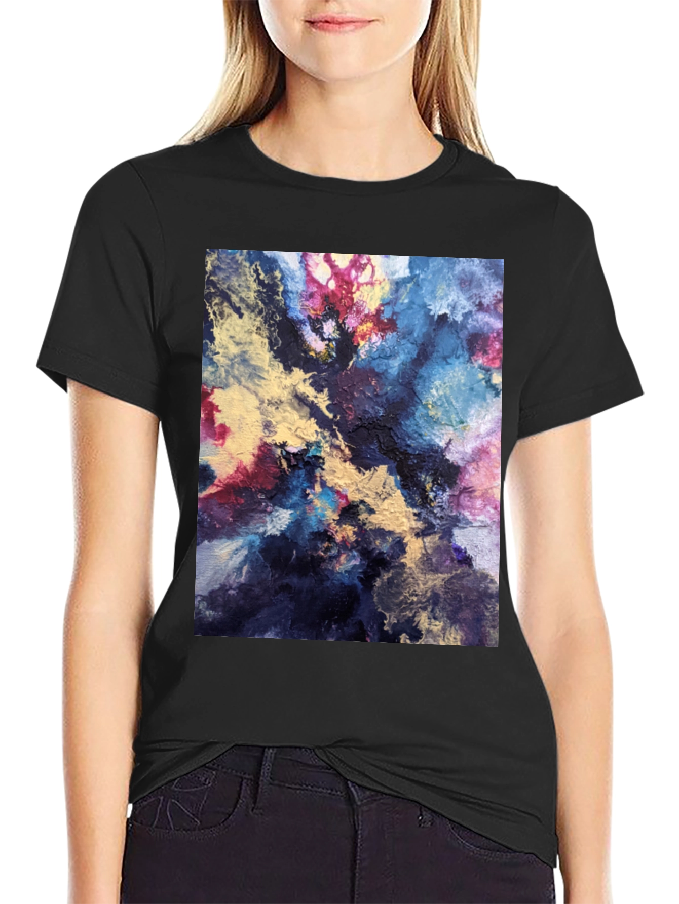 Black Abstract Art Black T-Shirt view 2