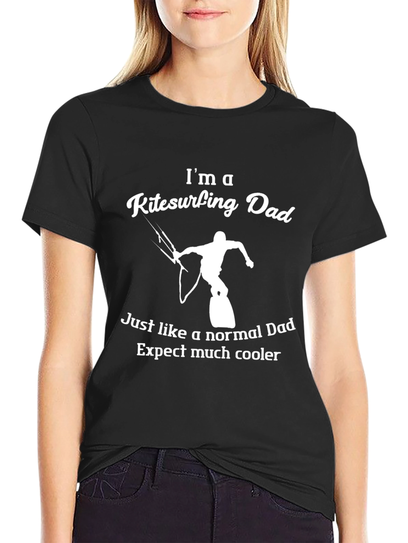 Black Kitesurfing Dad T-Shirt - Cool Father's Day Gift view 2