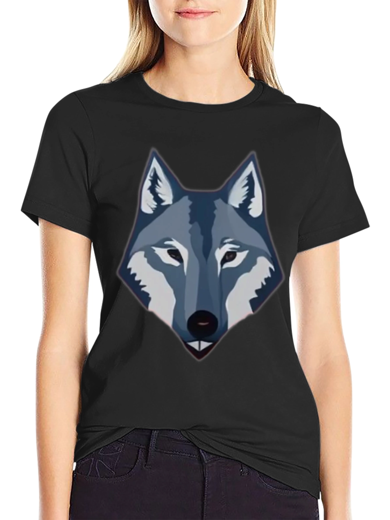 Black Men's Black Wolf Graphic Tee view 2