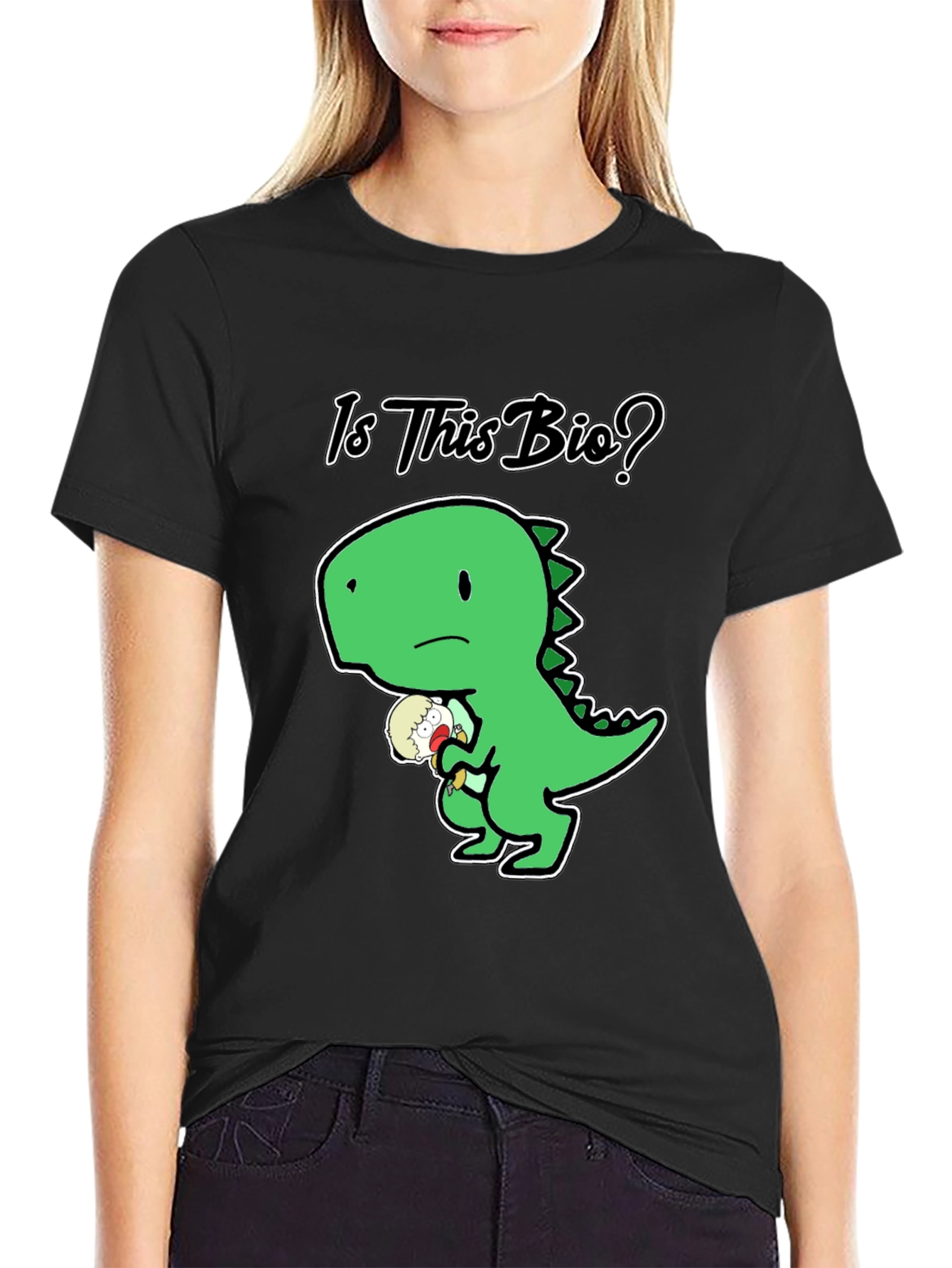 Black Is This Bio? Dinosaur T-Shirt view 2