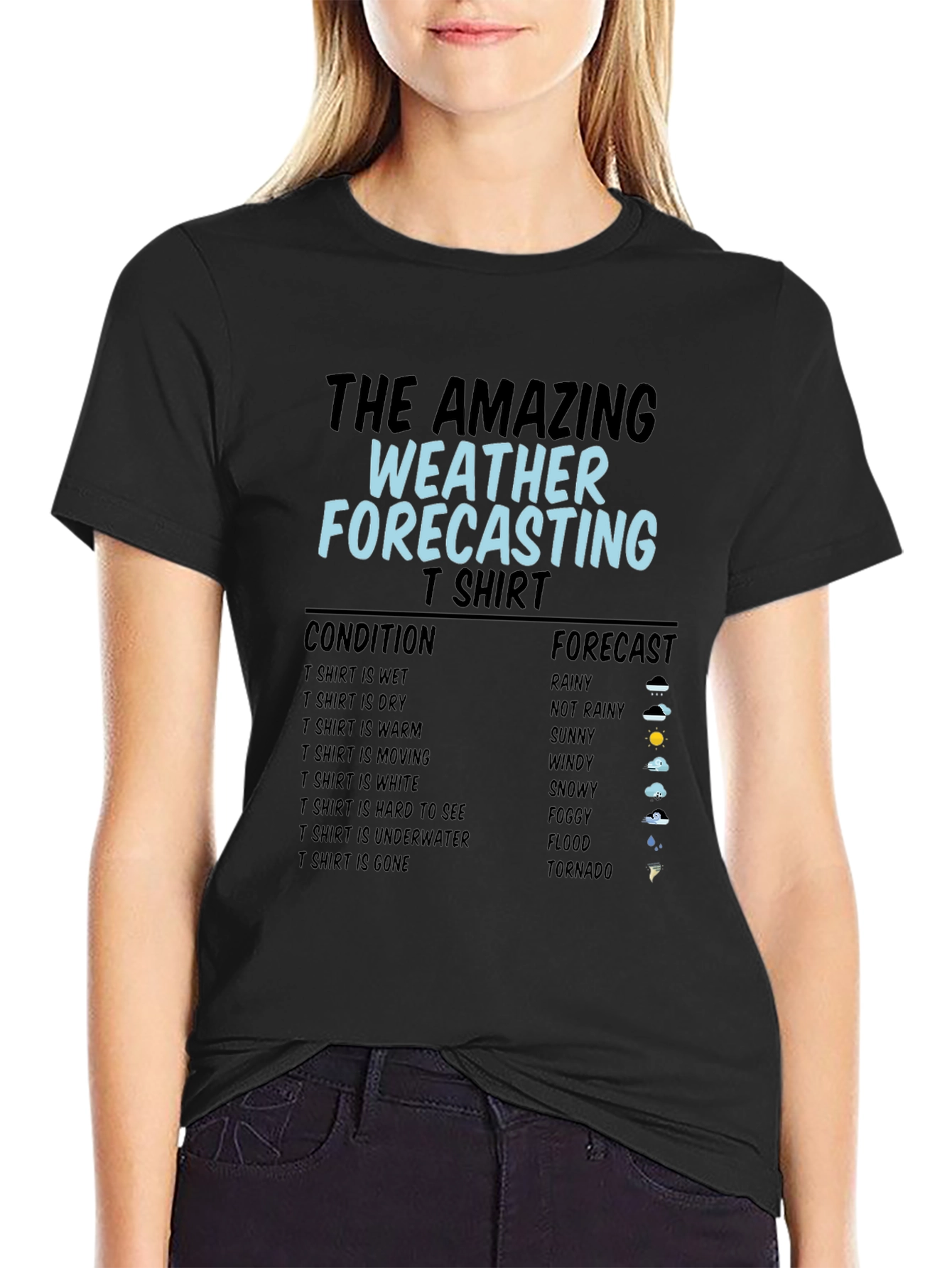 Black The Amazing Weather Forecasting T-Shirt view 2