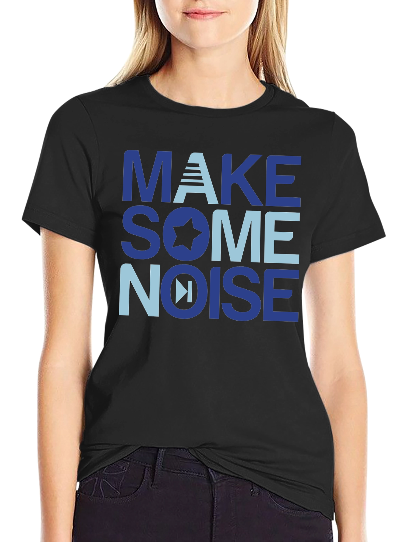 Black Make Some Noise Graphic T-Shirt - Soft Cotton Blend view 2