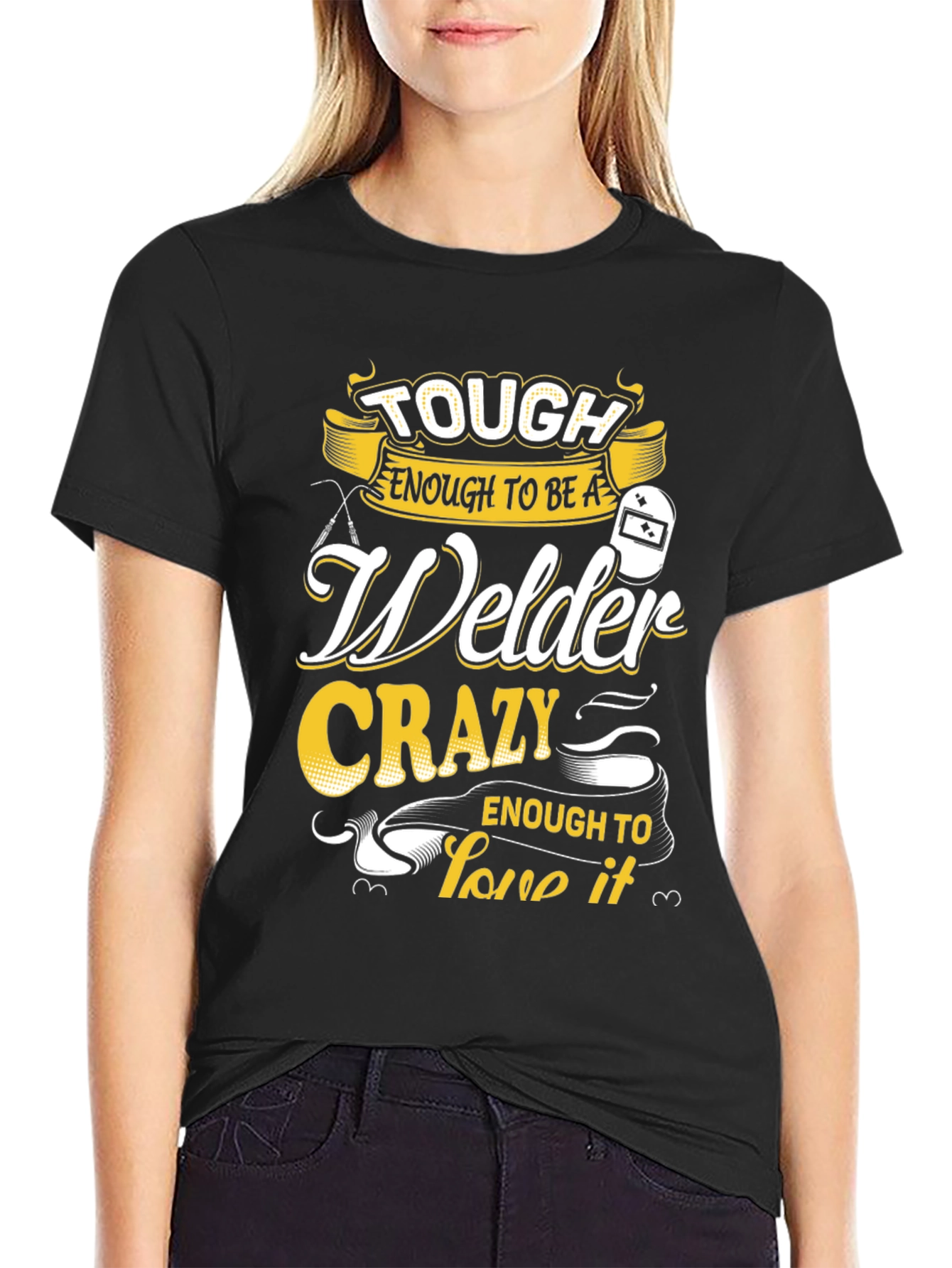 Black Tough Welder Graphic Tee - Black Cotton Blend view 2