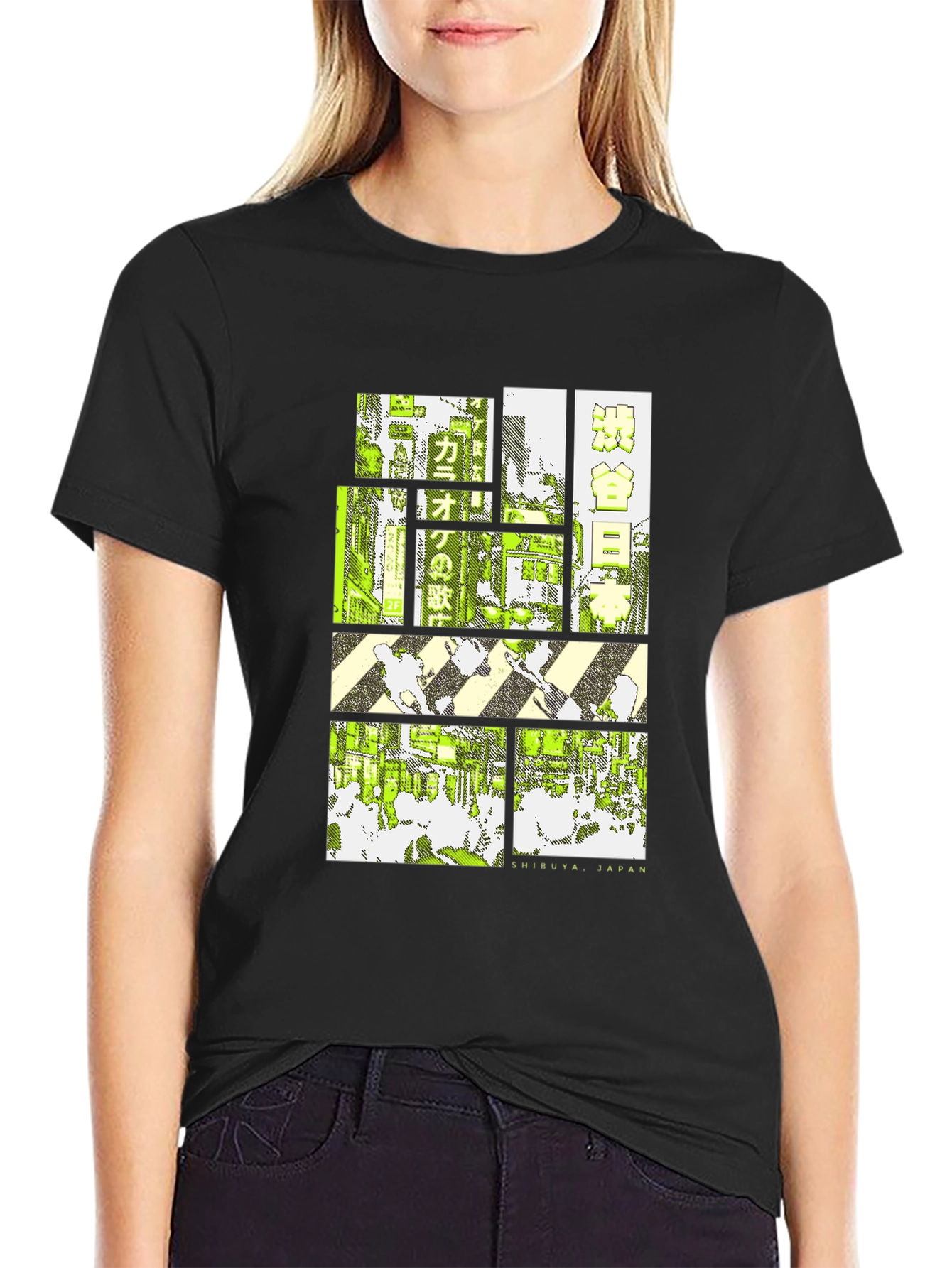 Black Retro Shibuya Japan T-Shirt - Urban Style view 2