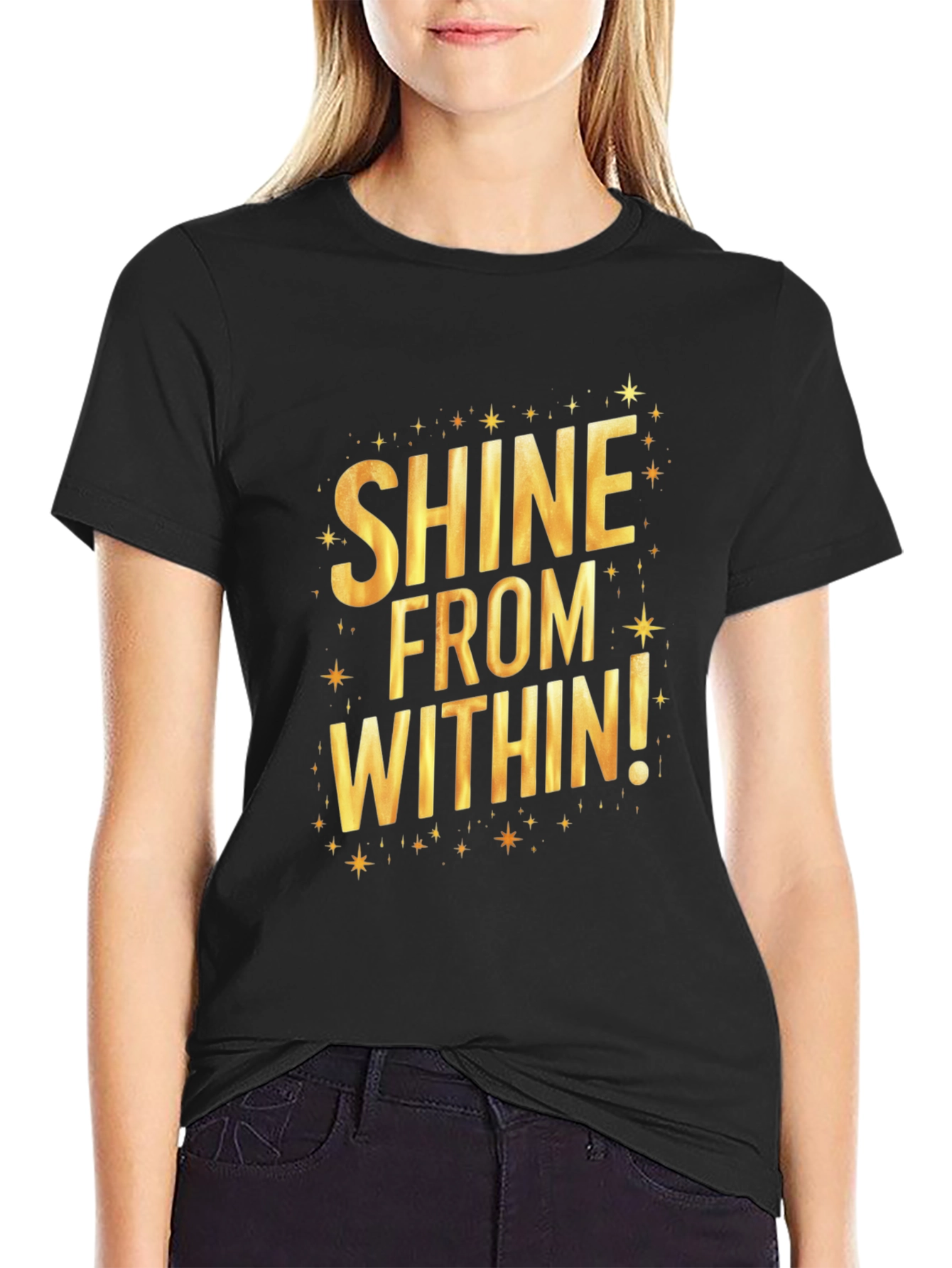 Black Shine From Within Graphic Tee - Black view 2