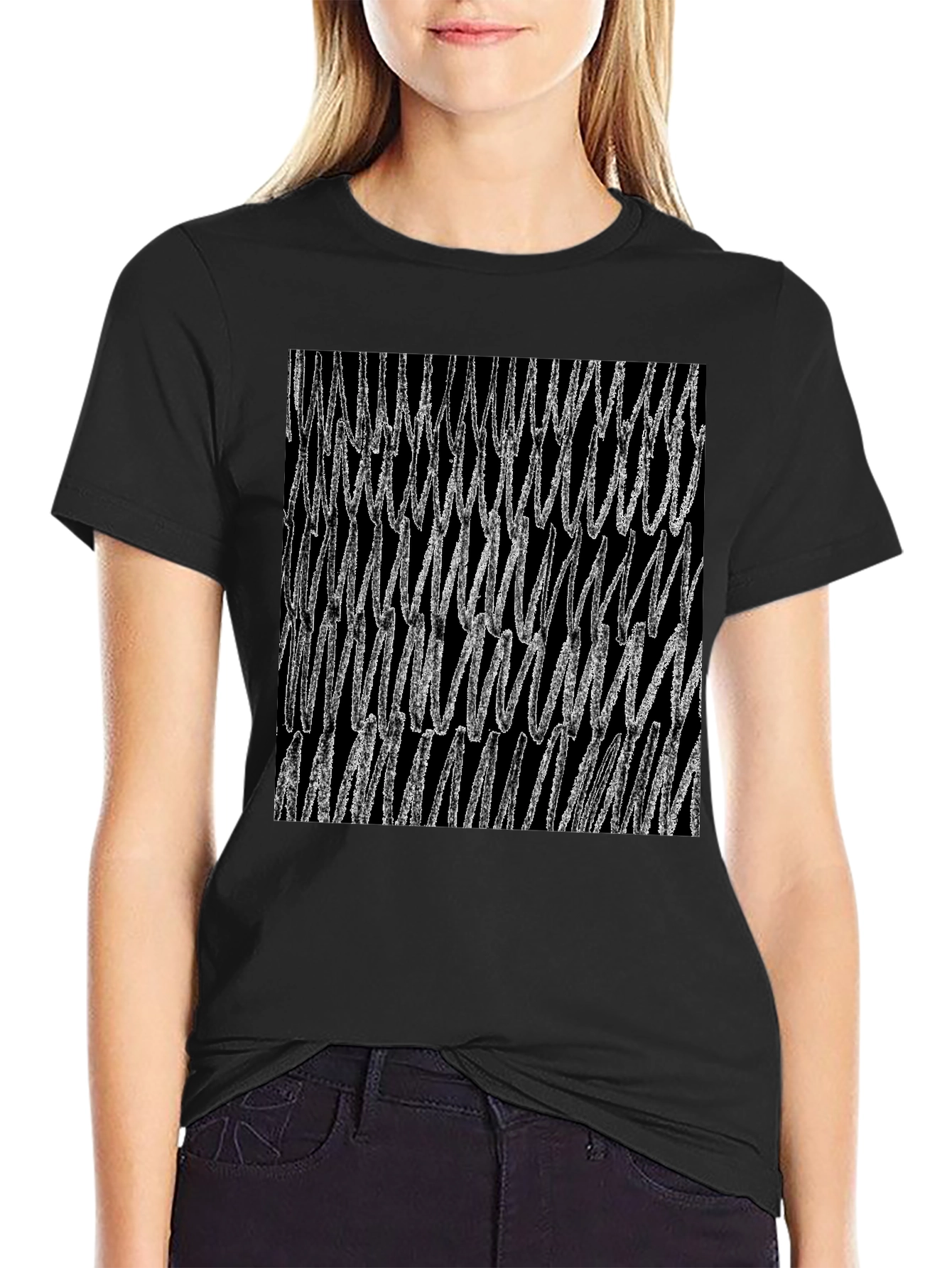 Black Abstract Scribble Graphic Black T-Shirt view 2