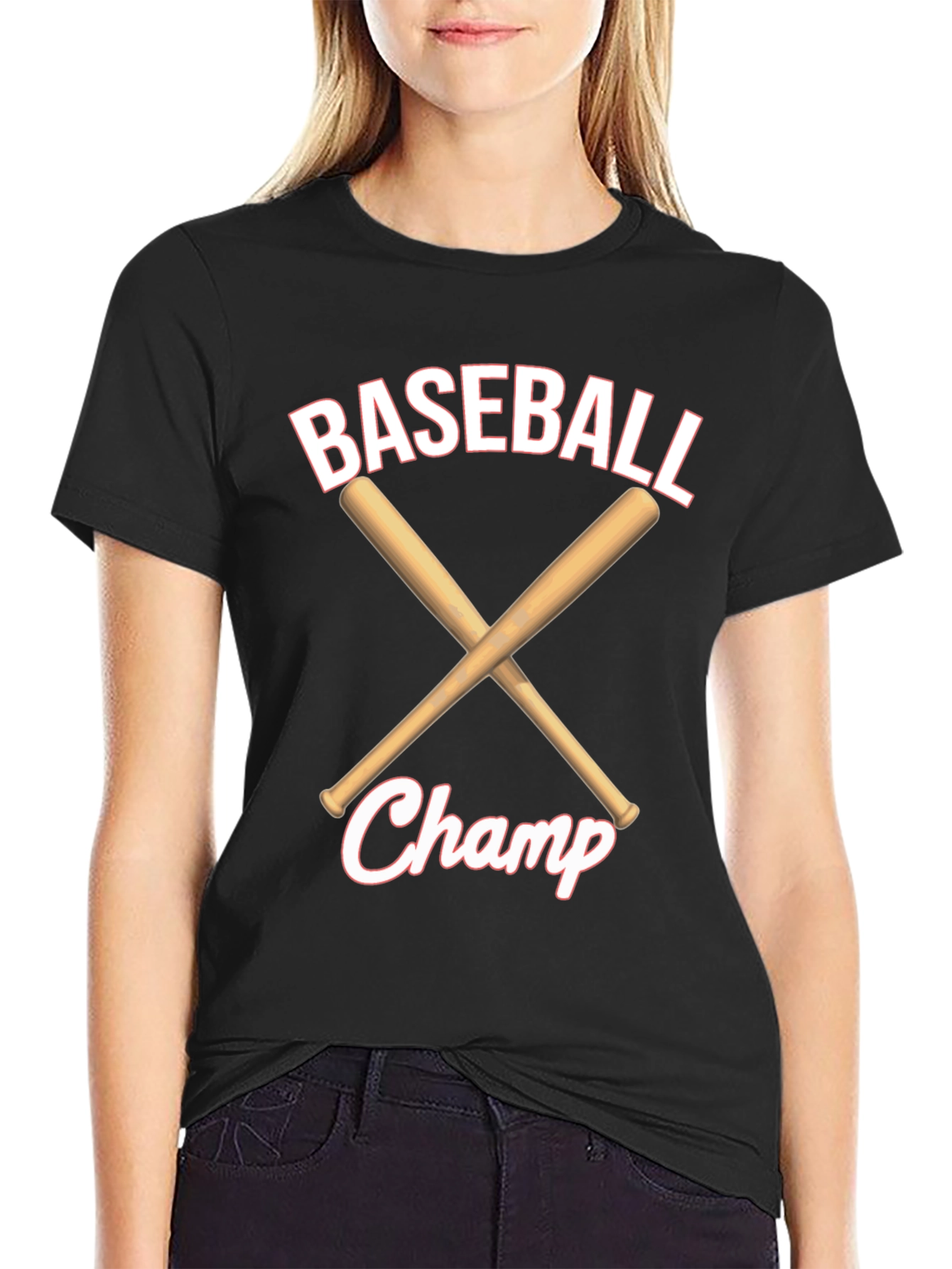 Black Baseball Champ Graphic T-Shirt view 2