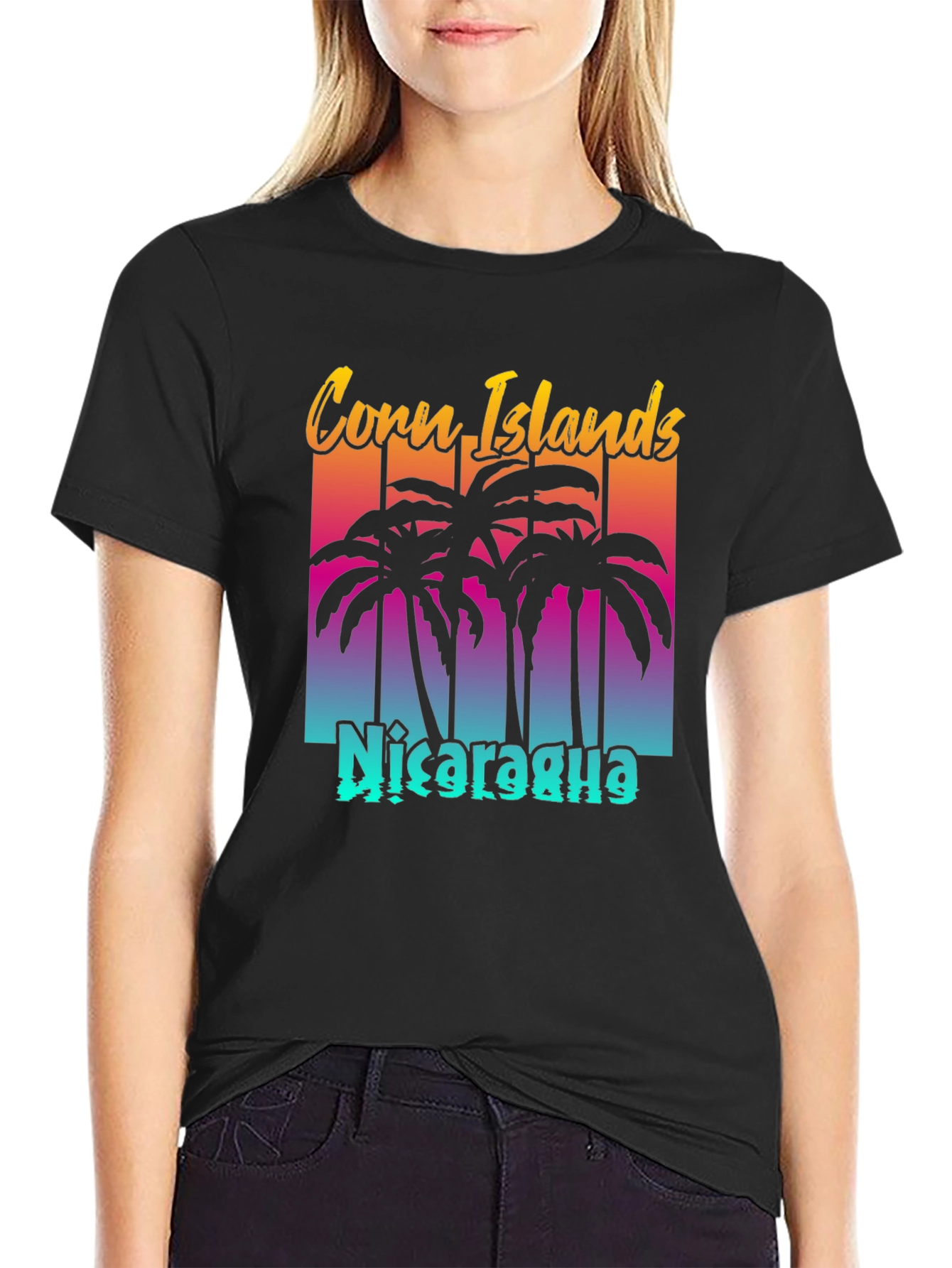 Black Corn Islands Nicaragua Tee - Retro Style Graphic T-Shirt view 2