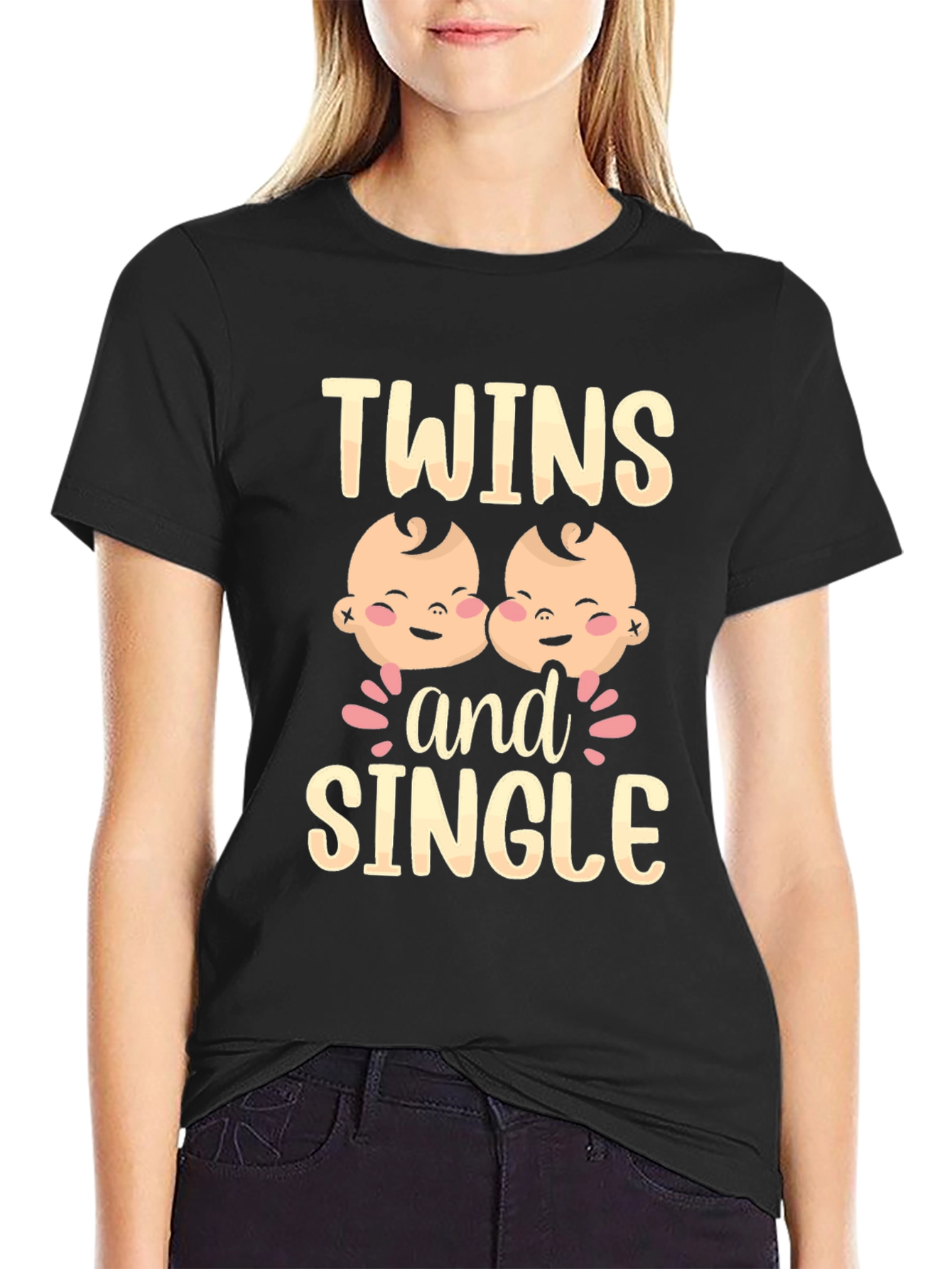Black Twins and Single Funny Graphic Tee view 2