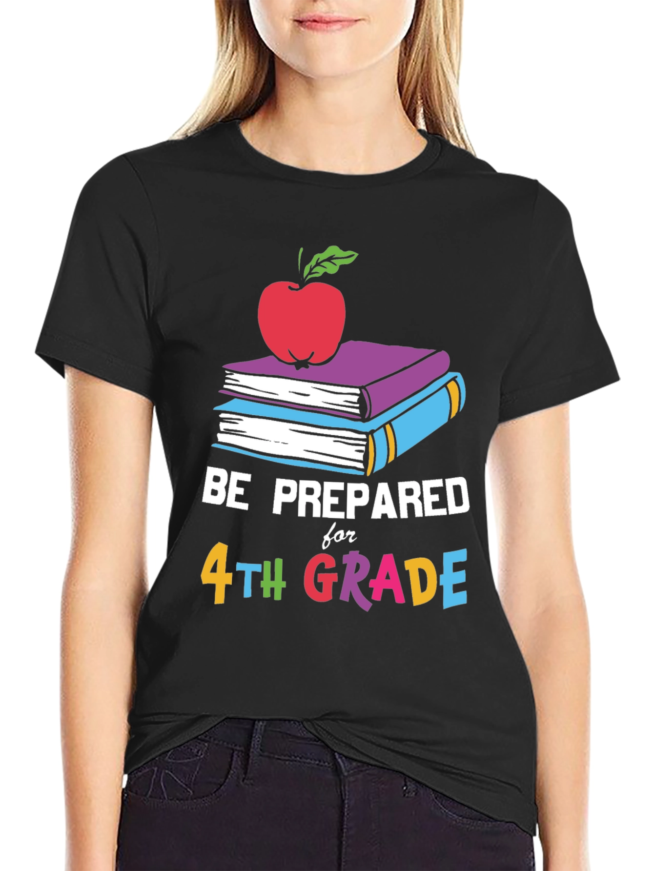 Black Be Prepared for 4th Grade T-Shirt - Back to School view 2