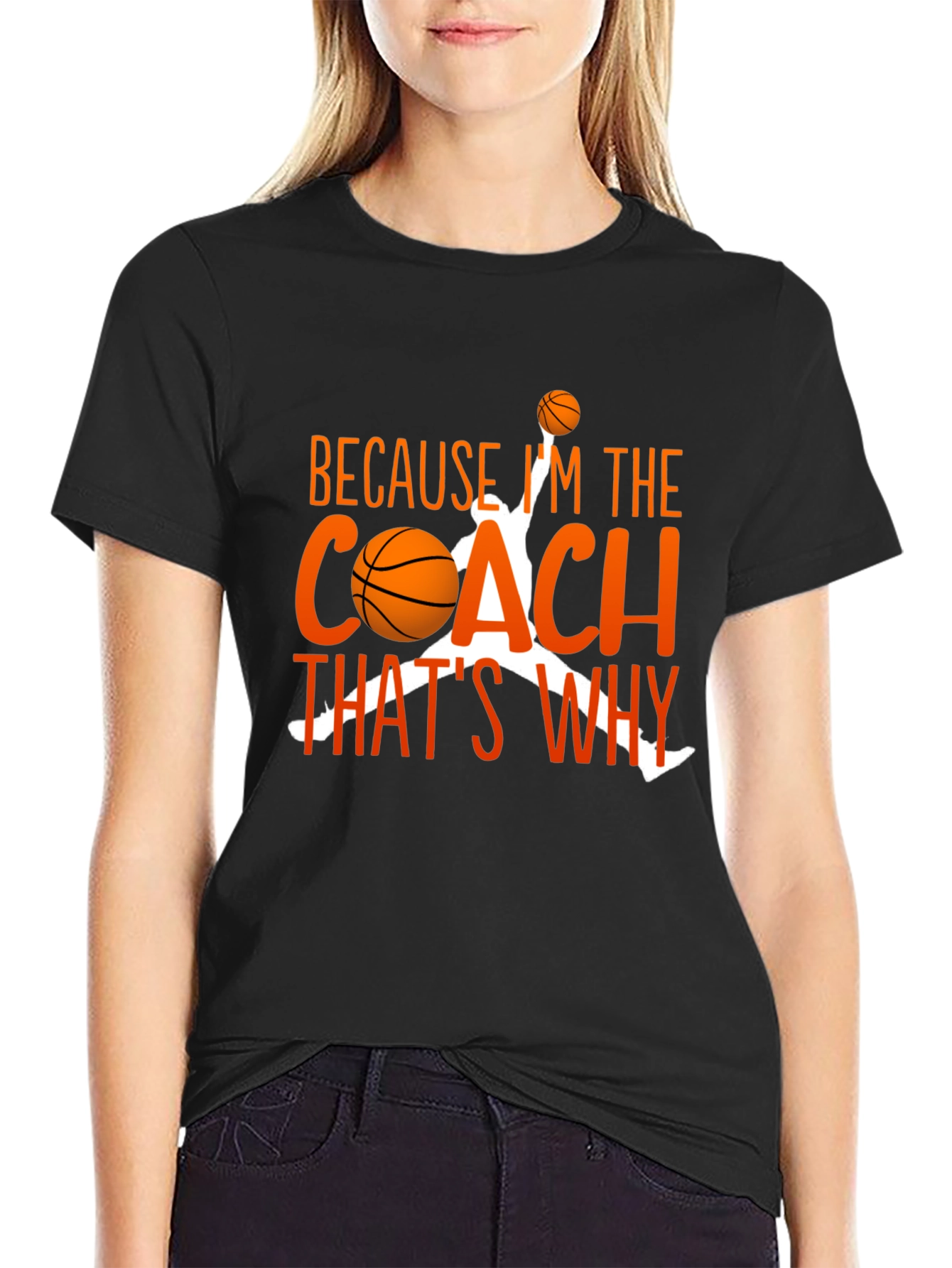 Black Basketball Coach T-Shirt - Because I'm The Coach That's Why view 2