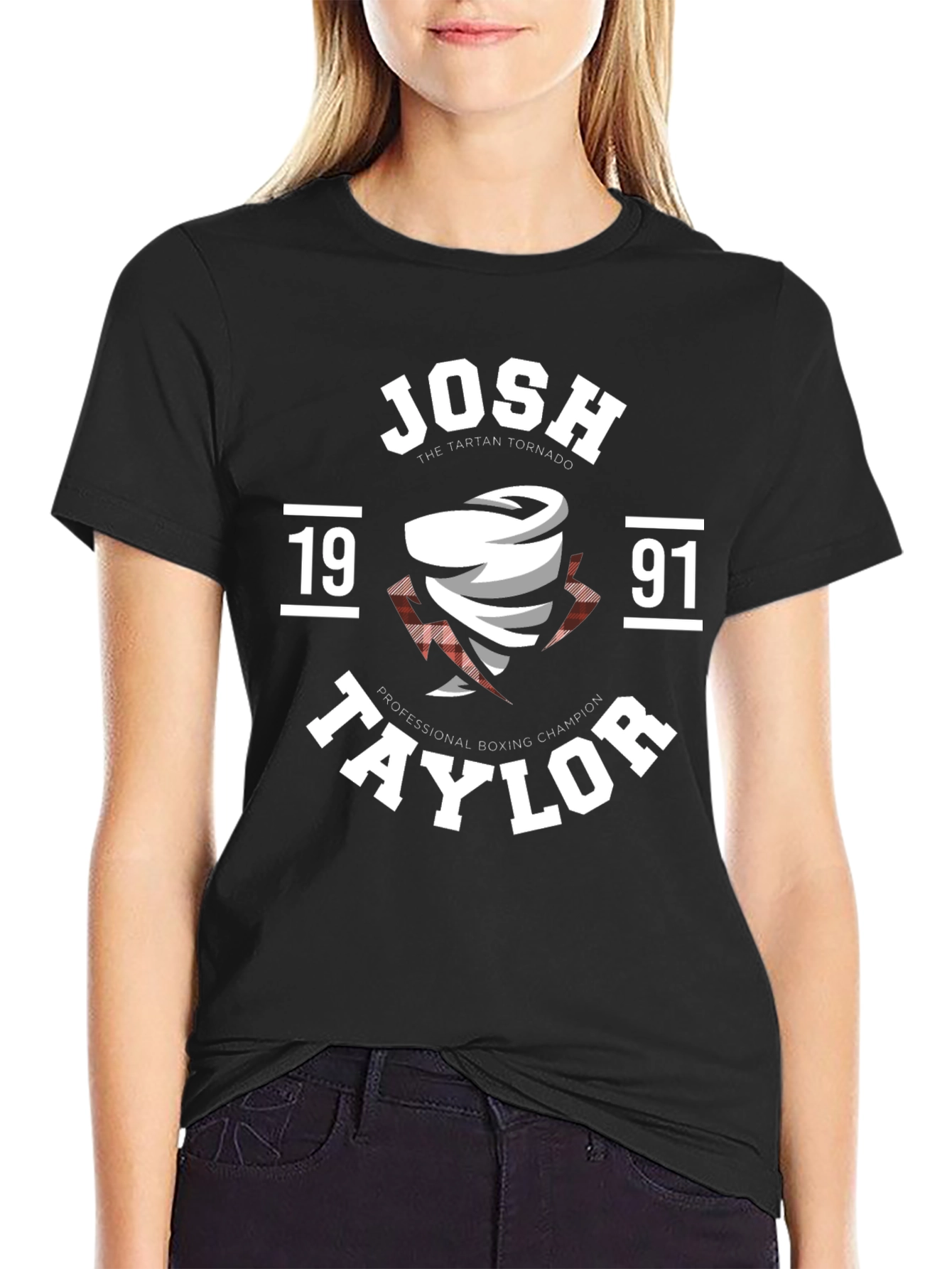 Black Josh Taylor Tartan Tornado T-Shirt view 2