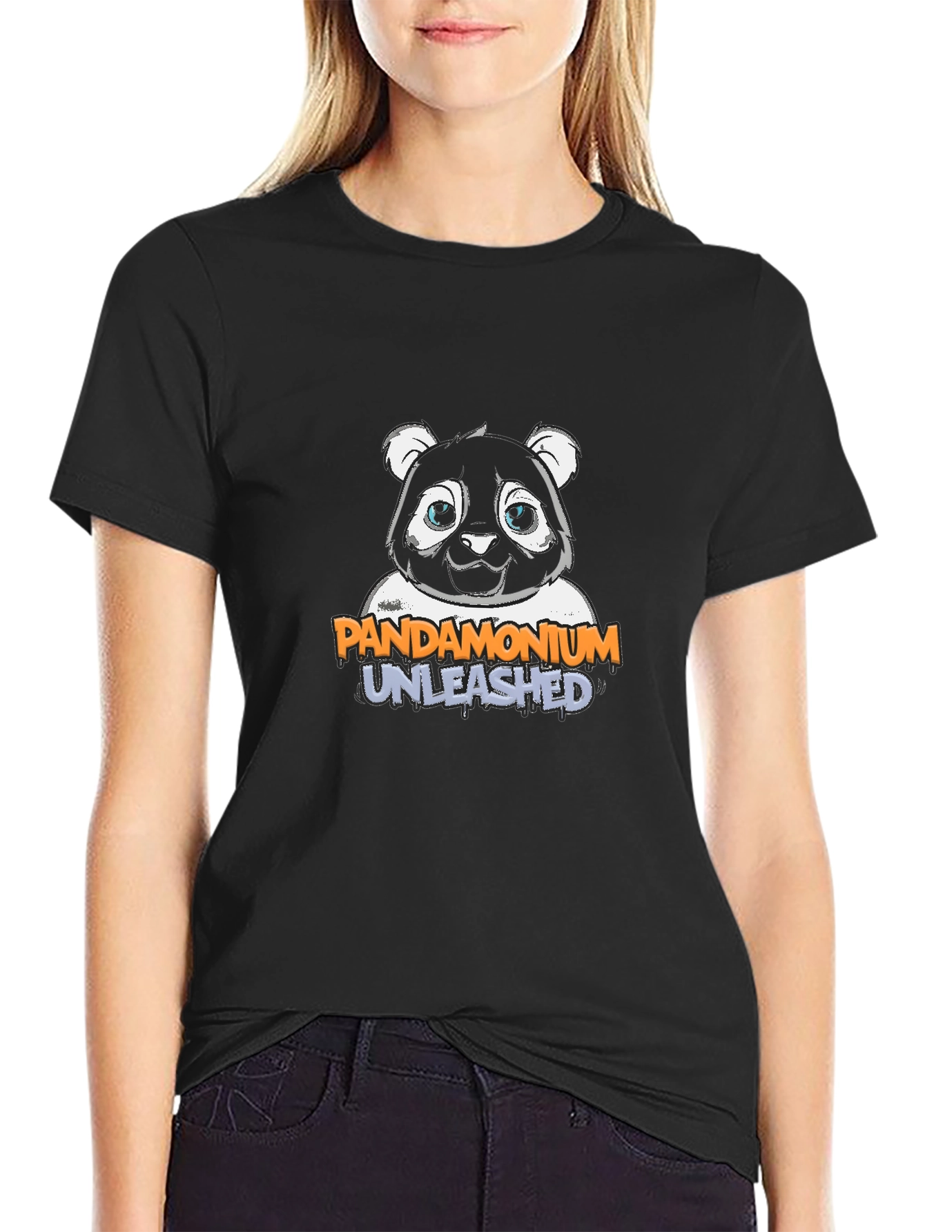 Black Pandamonium Unleashed Graphic Tee - Black Cotton Blend view 2