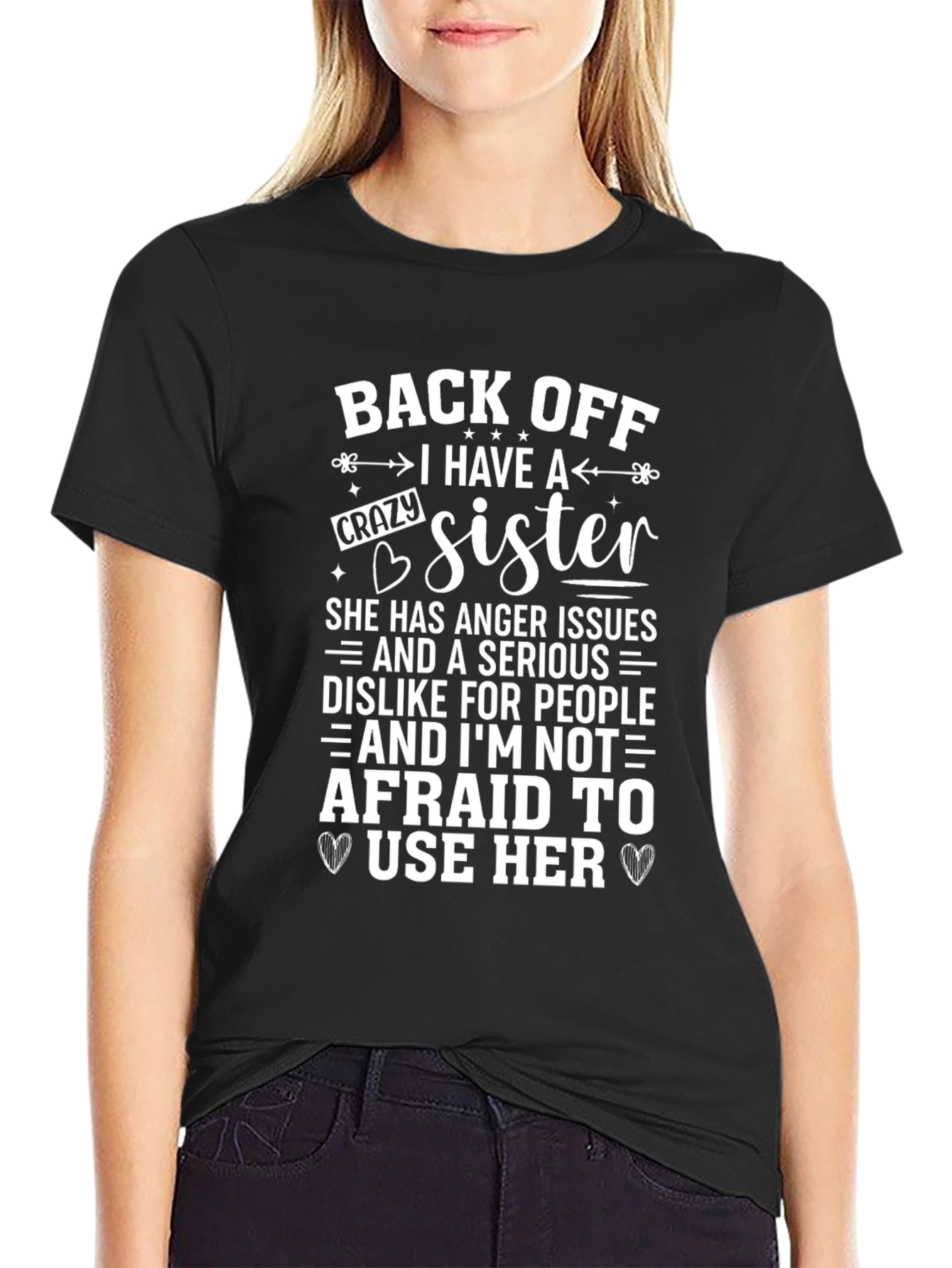 Black Back Off Crazy Sister Graphic T-Shirt view 2