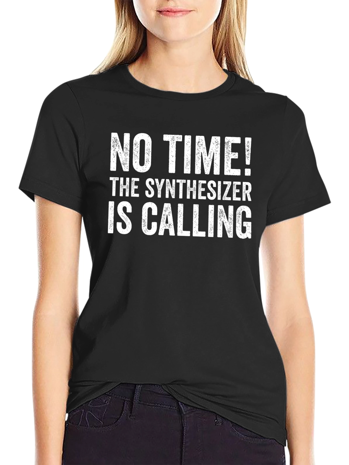 Black Synthesizer Calling T-Shirt - Musician Gift view 2