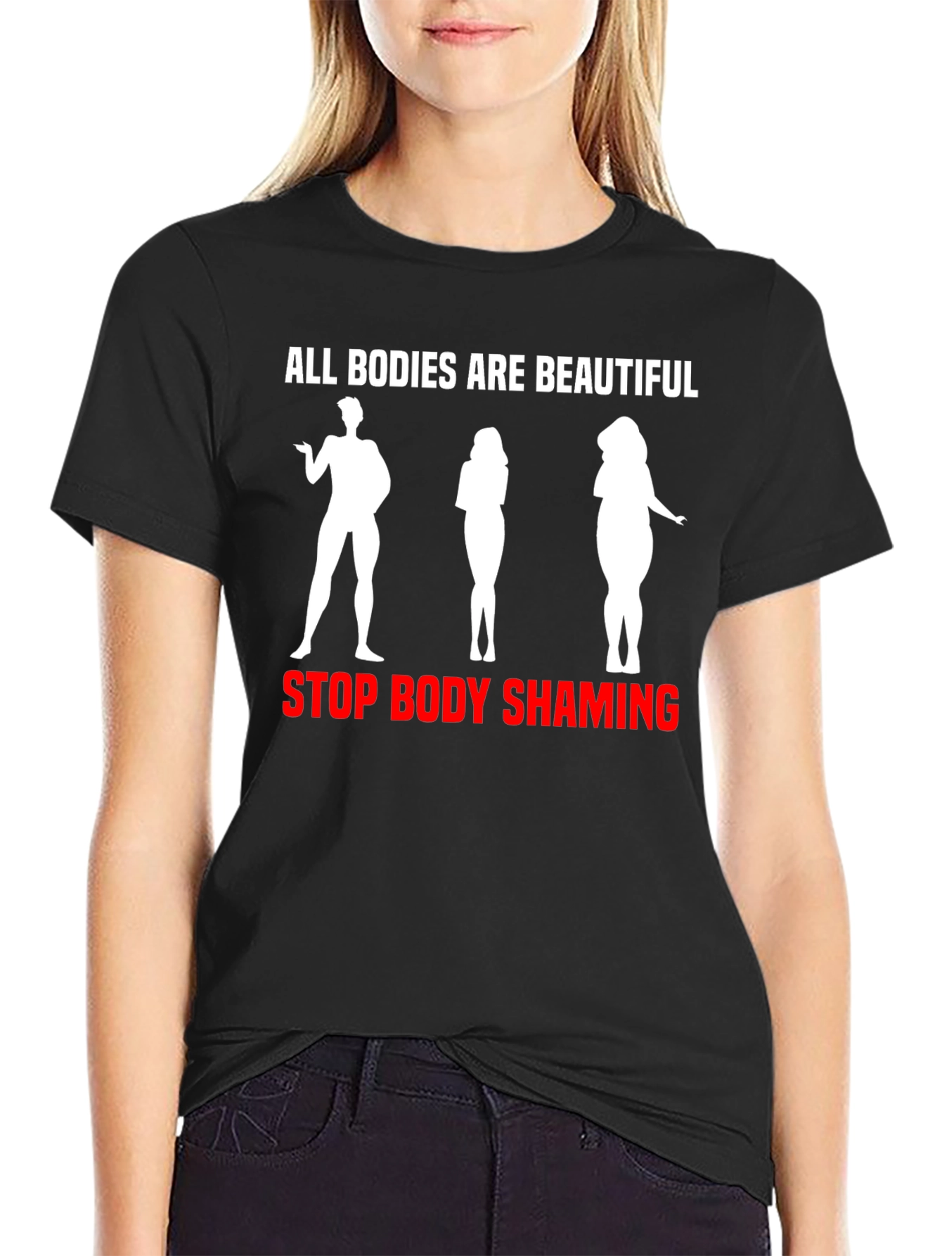 Black All Bodies are Beautiful Graphic Tee view 2
