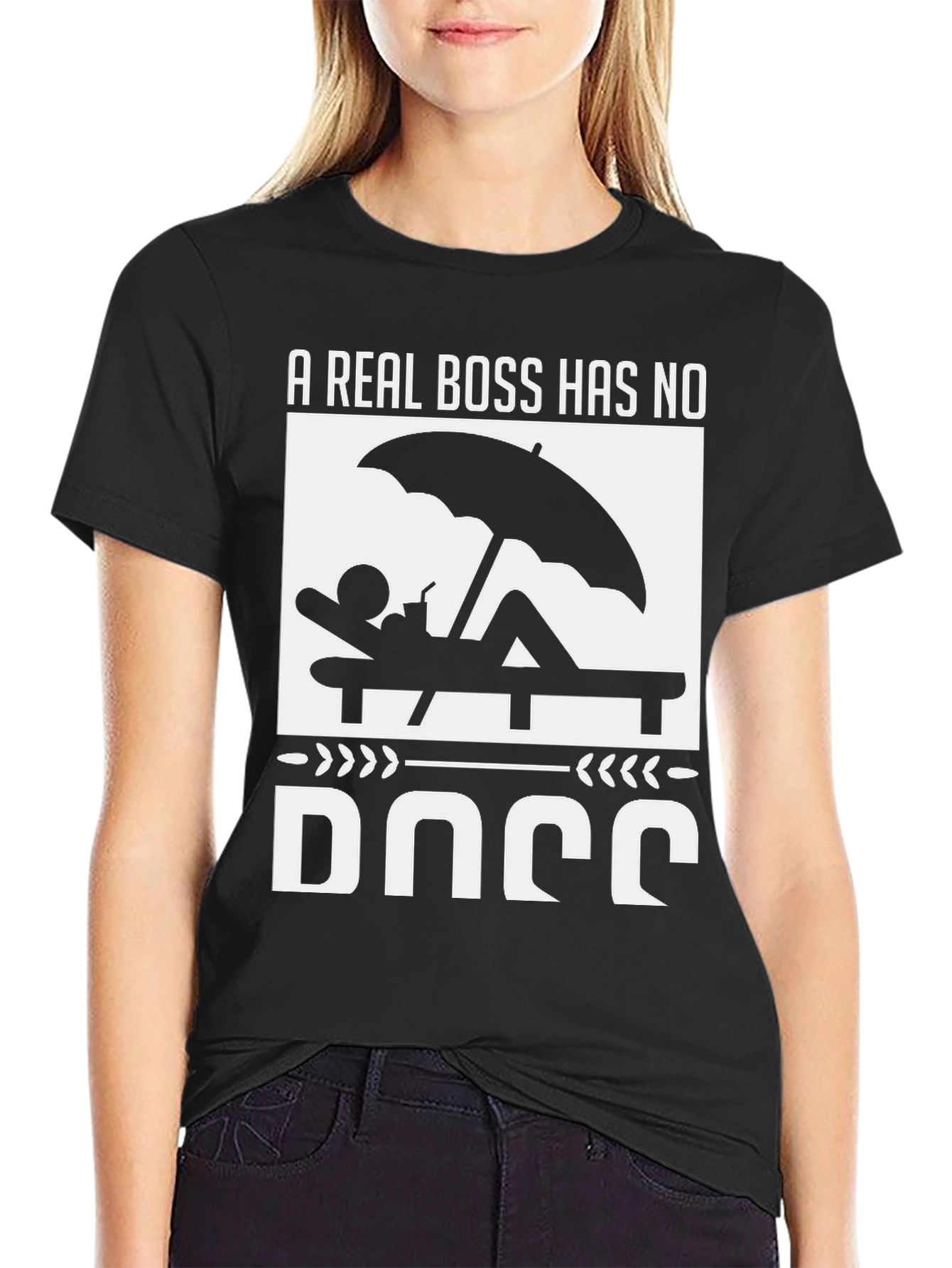Black A Real Boss Graphic T-Shirt - Vacation Mode view 2