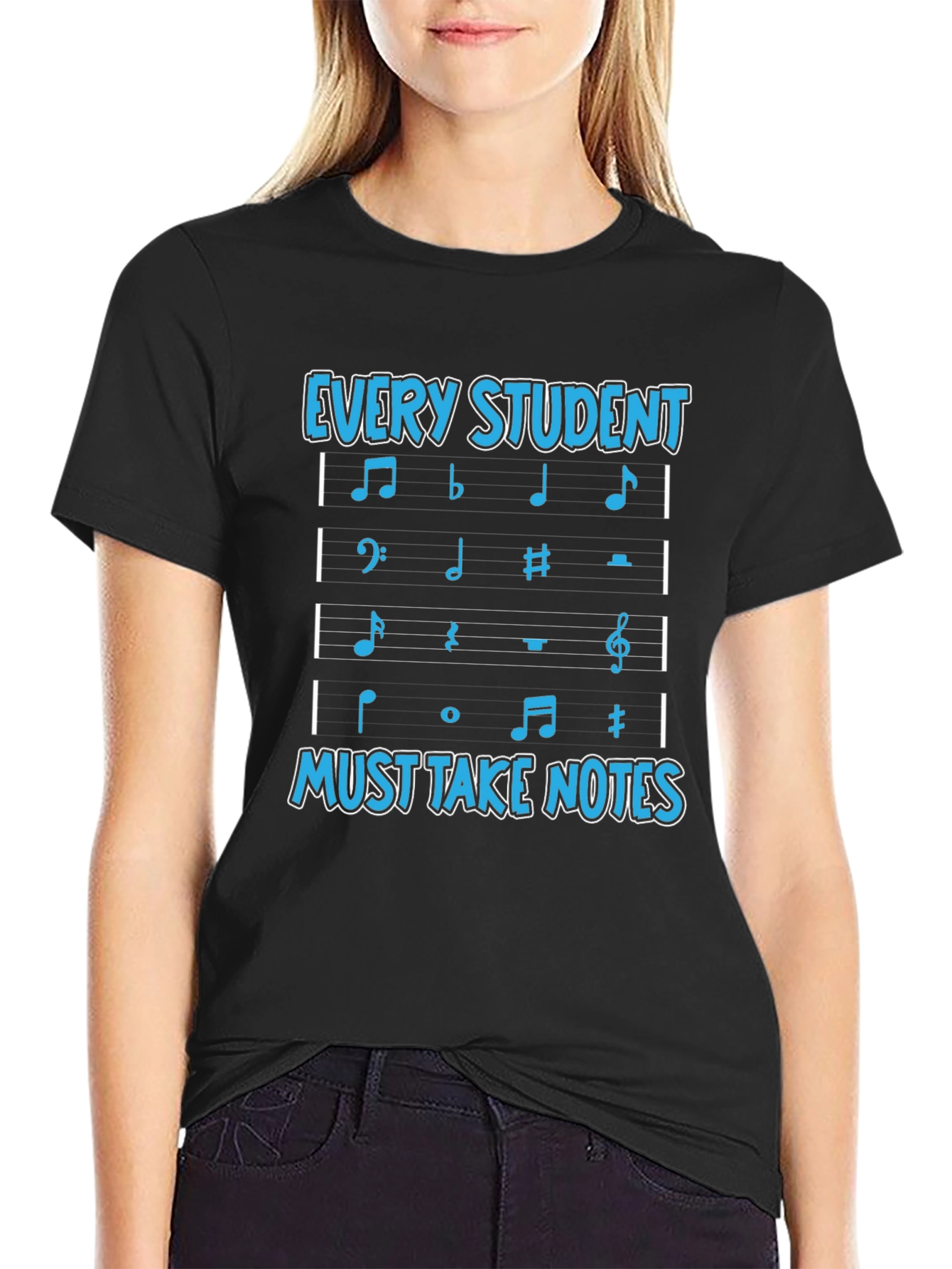 Black Every Student Must Take Notes Music T-Shirt view 2