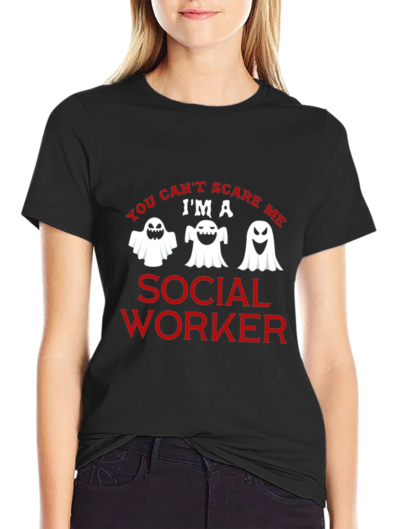 Black Social Worker Halloween Ghost Graphic T-Shirt view 2