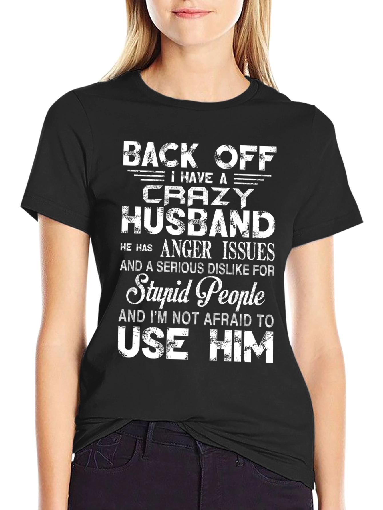 Black Crazy Husband Graphic Tee - Back Off T-Shirt view 2