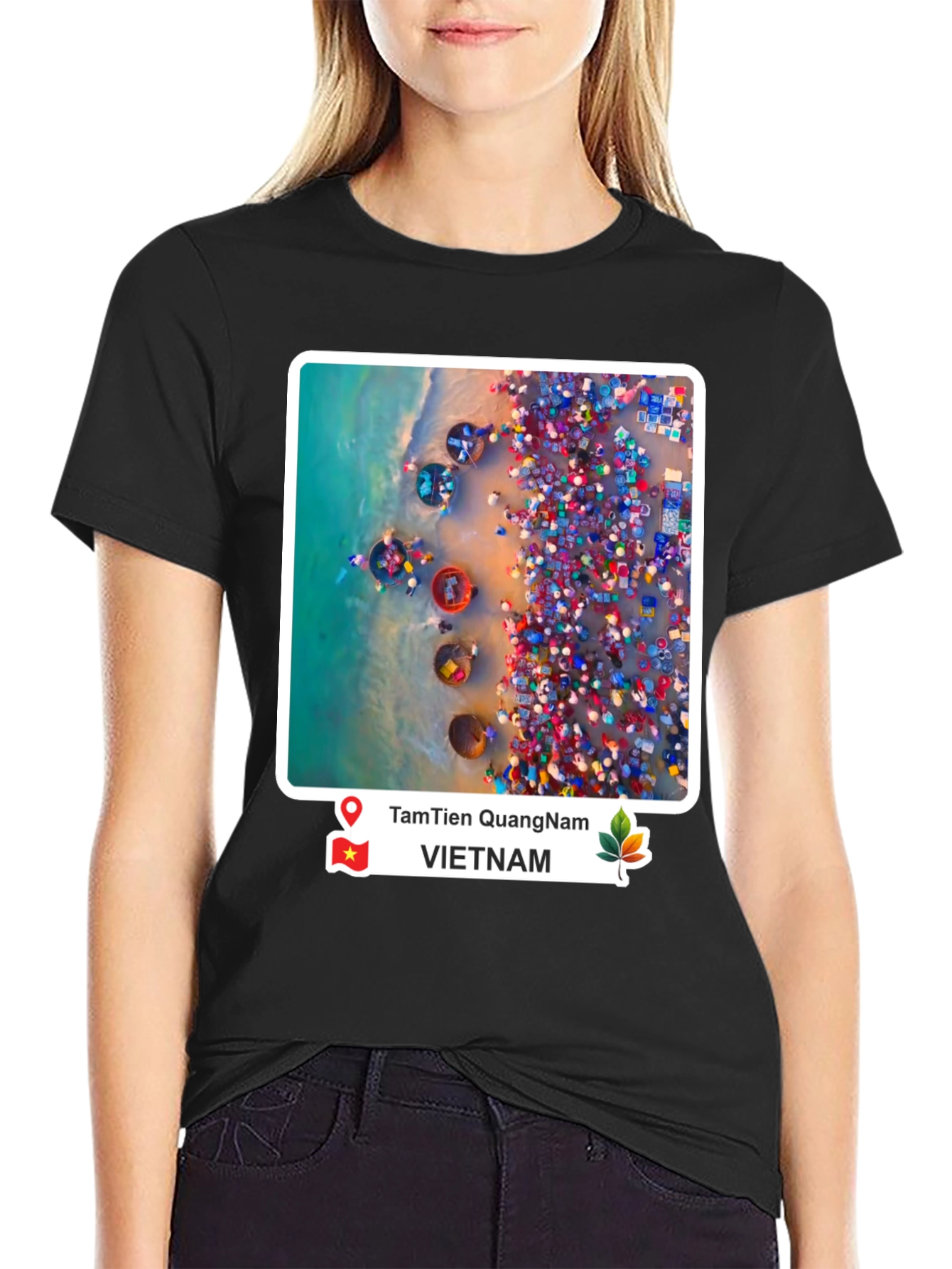 Black Vietnam Coastal Scene Graphic T-Shirt view 2