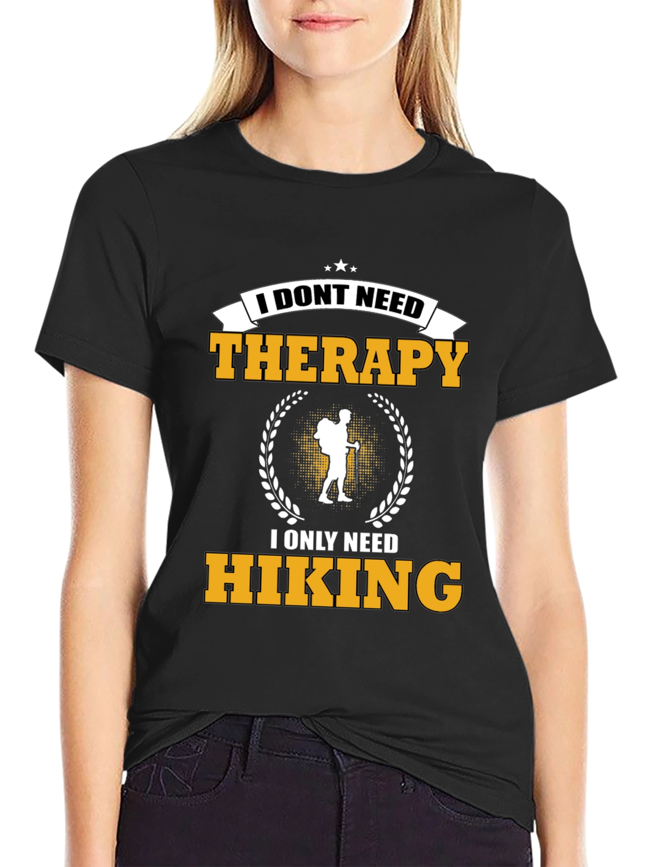 Black Hiking Therapy T-Shirt view 2