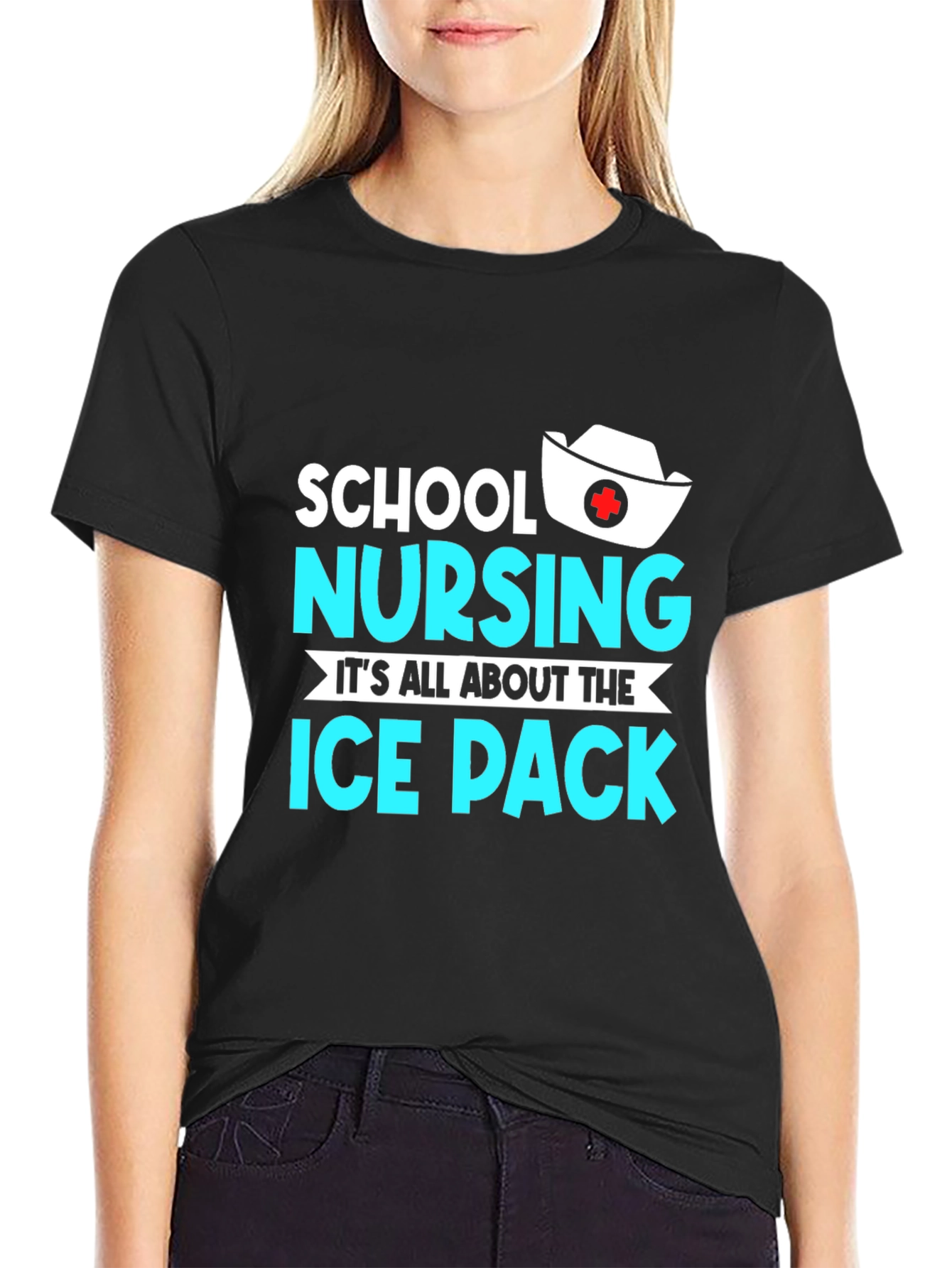 Black School Nursing Ice Pack T-Shirt view 2