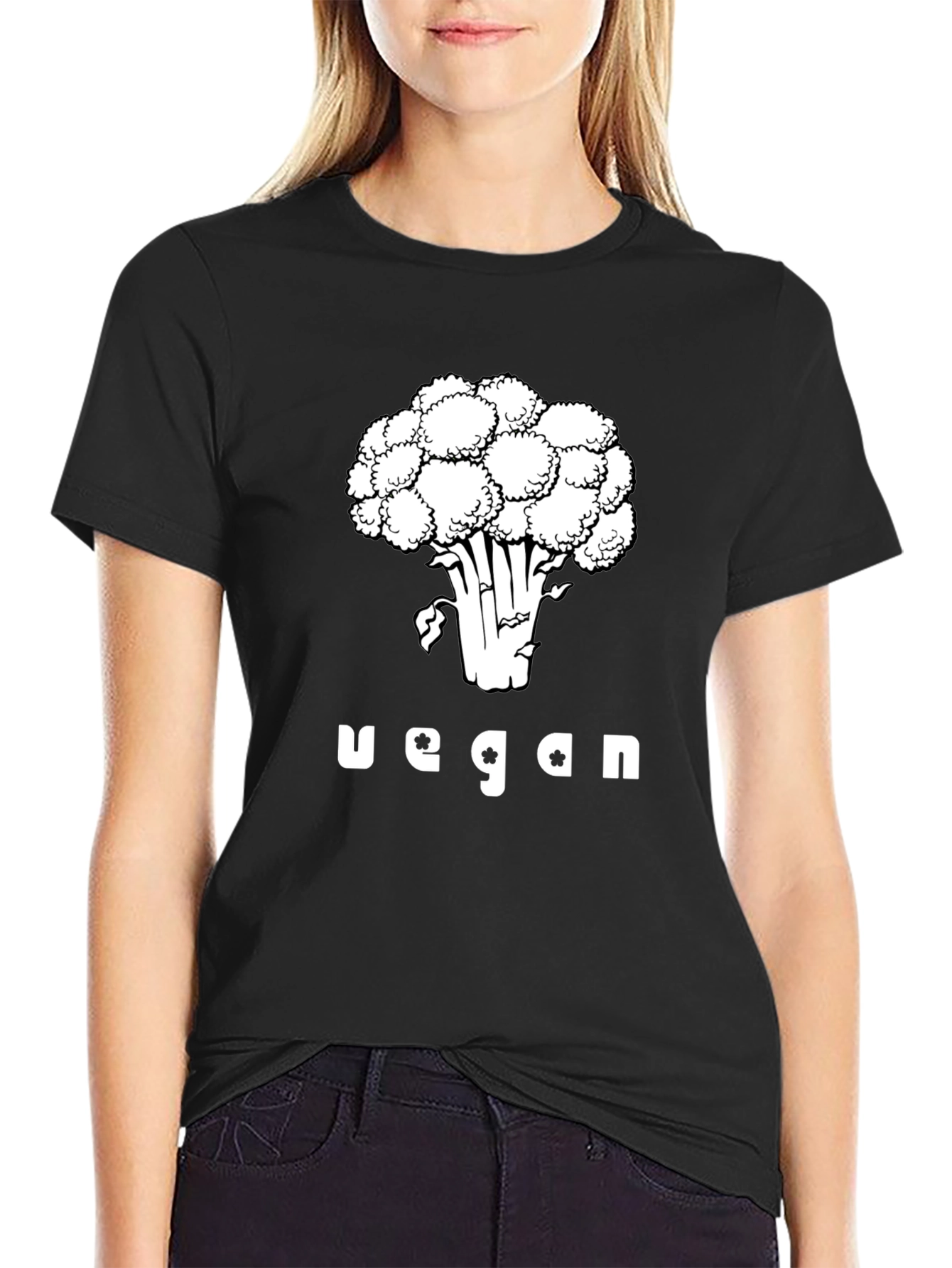 Black Vegan Broccoli Graphic Tee - Black view 2