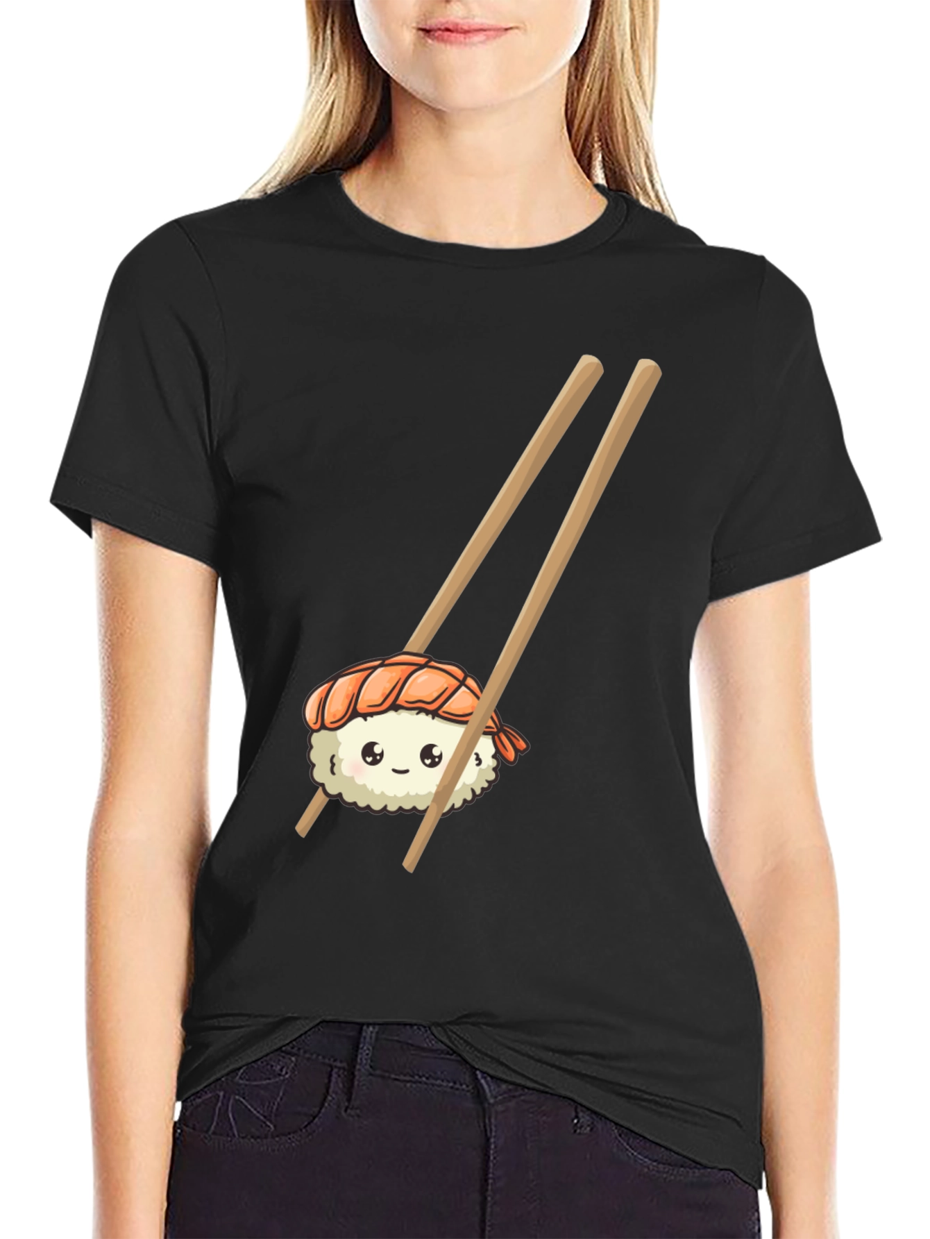 Black Sushi Graphic Tee - Cute Foodie T-Shirt view 2