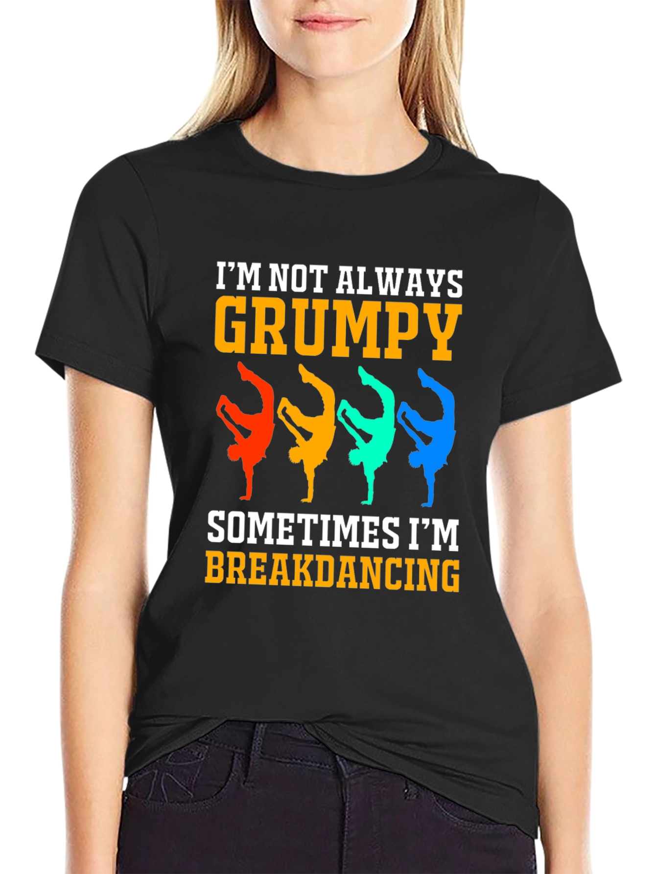 Black Grumpy Breakdancing Graphic Tee - Funny Men's T-Shirt view 2
