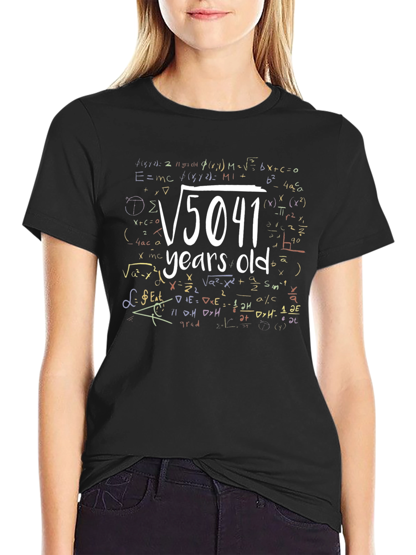 Black Funny Math Formula Birthday T-Shirt - 71 Years Old view 2