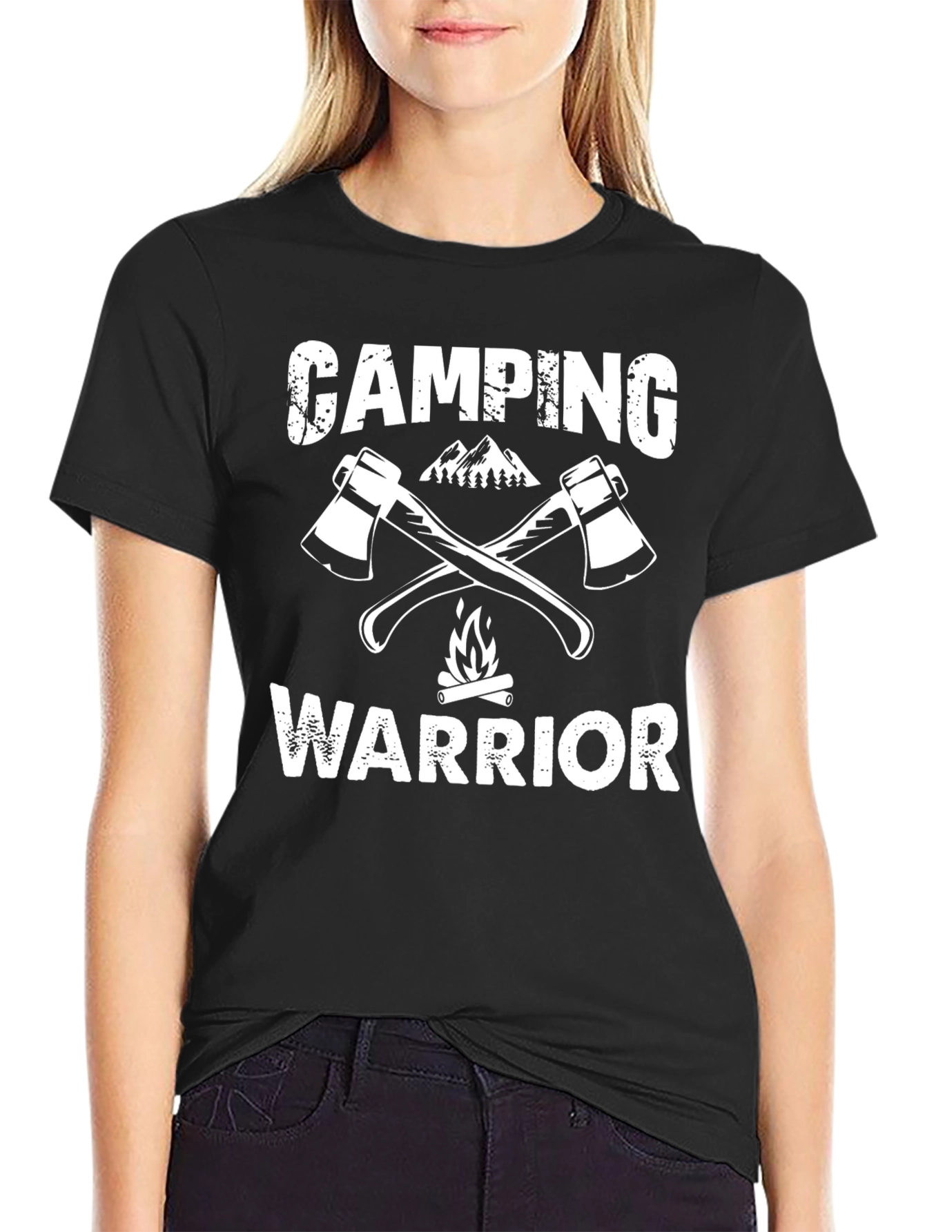 Black Camping Warrior Graphic T-Shirt view 2