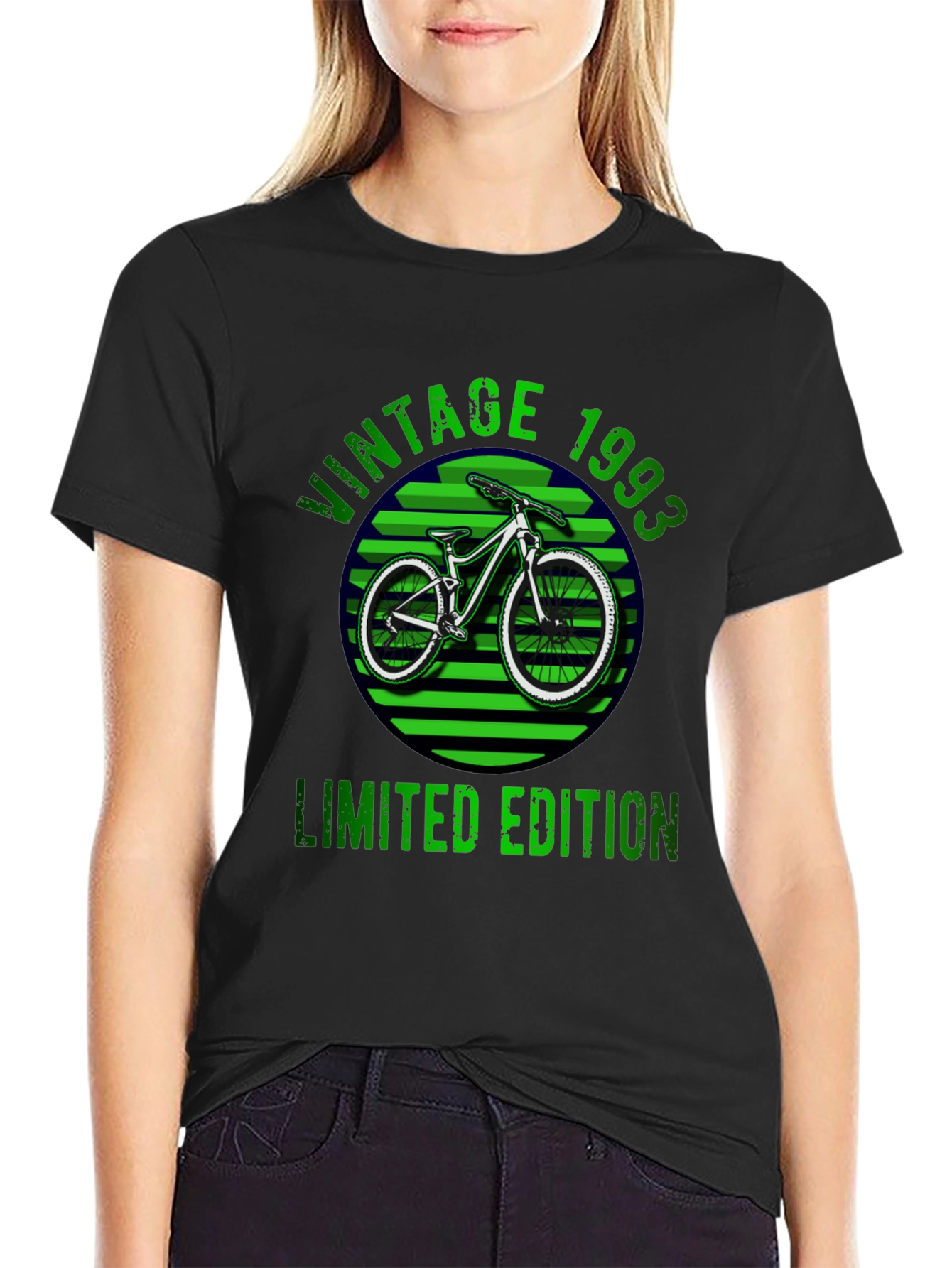 Black Vintage 1993 Limited Edition Bicycle Graphic T-Shirt view 2