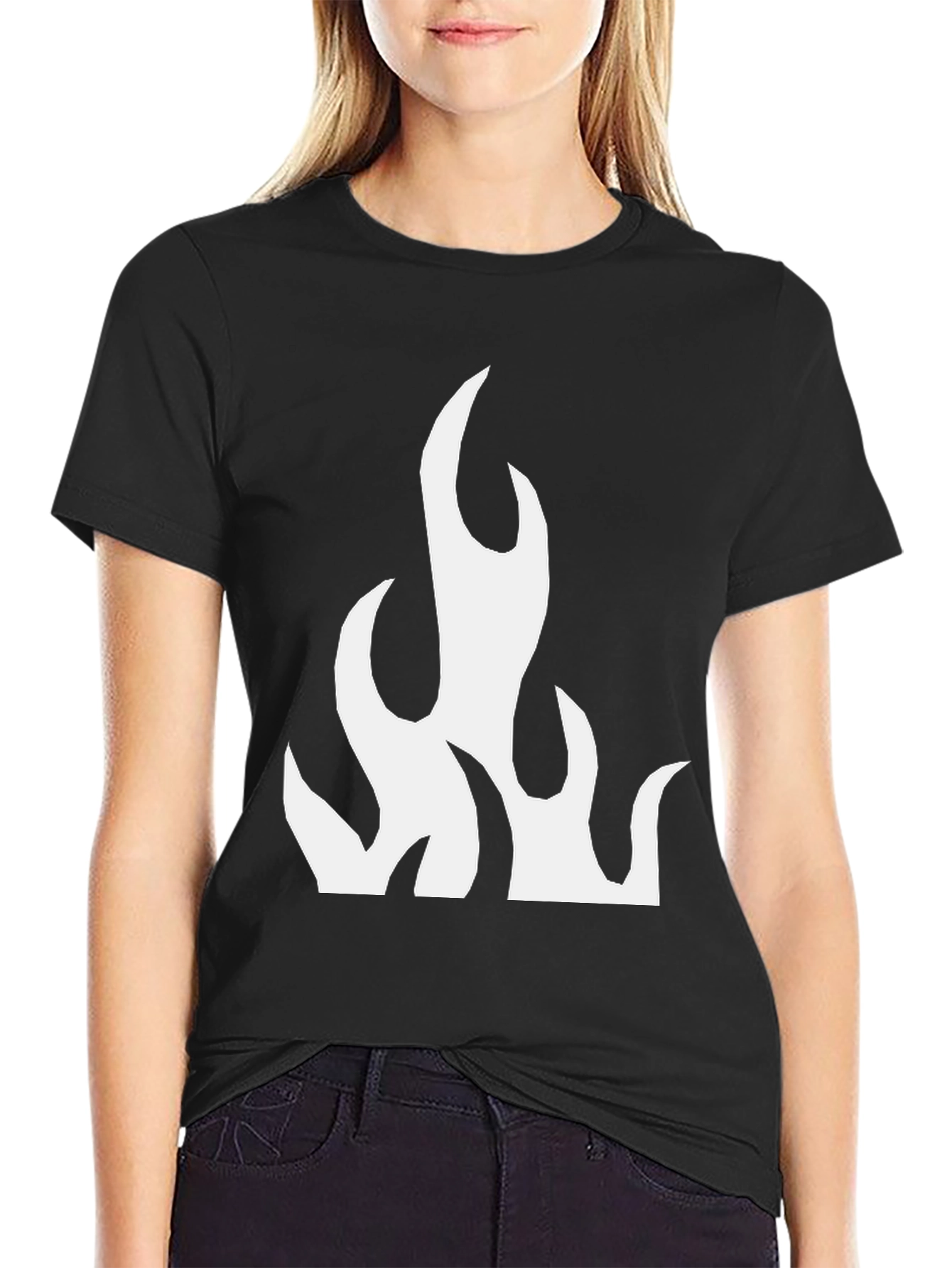 Black Black T-Shirt with Flame Graphic view 2