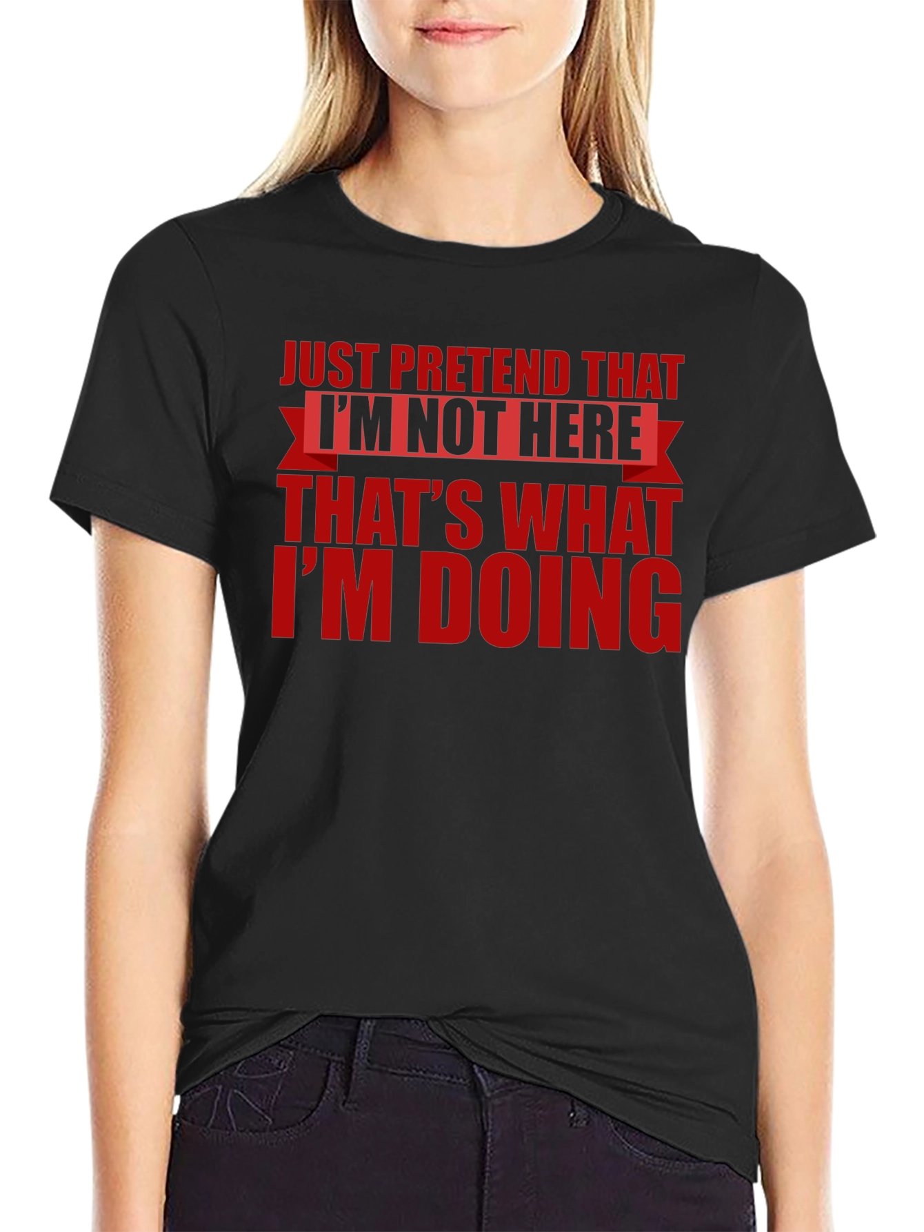 Black Just Pretend T-Shirt - Funny Introvert Tee view 2
