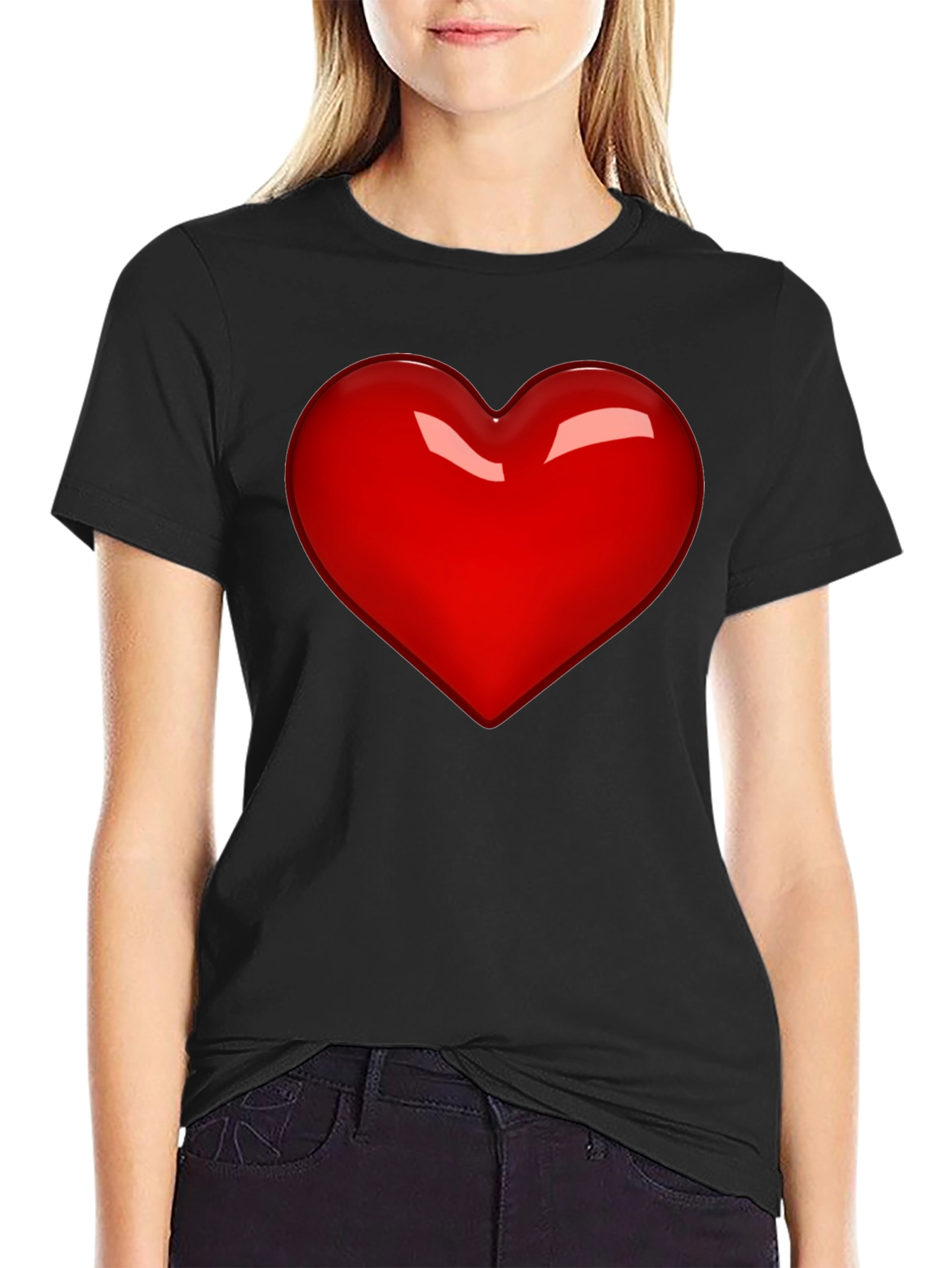 Black Bold Red Heart Graphic Tee - Men's Black T-Shirt view 2