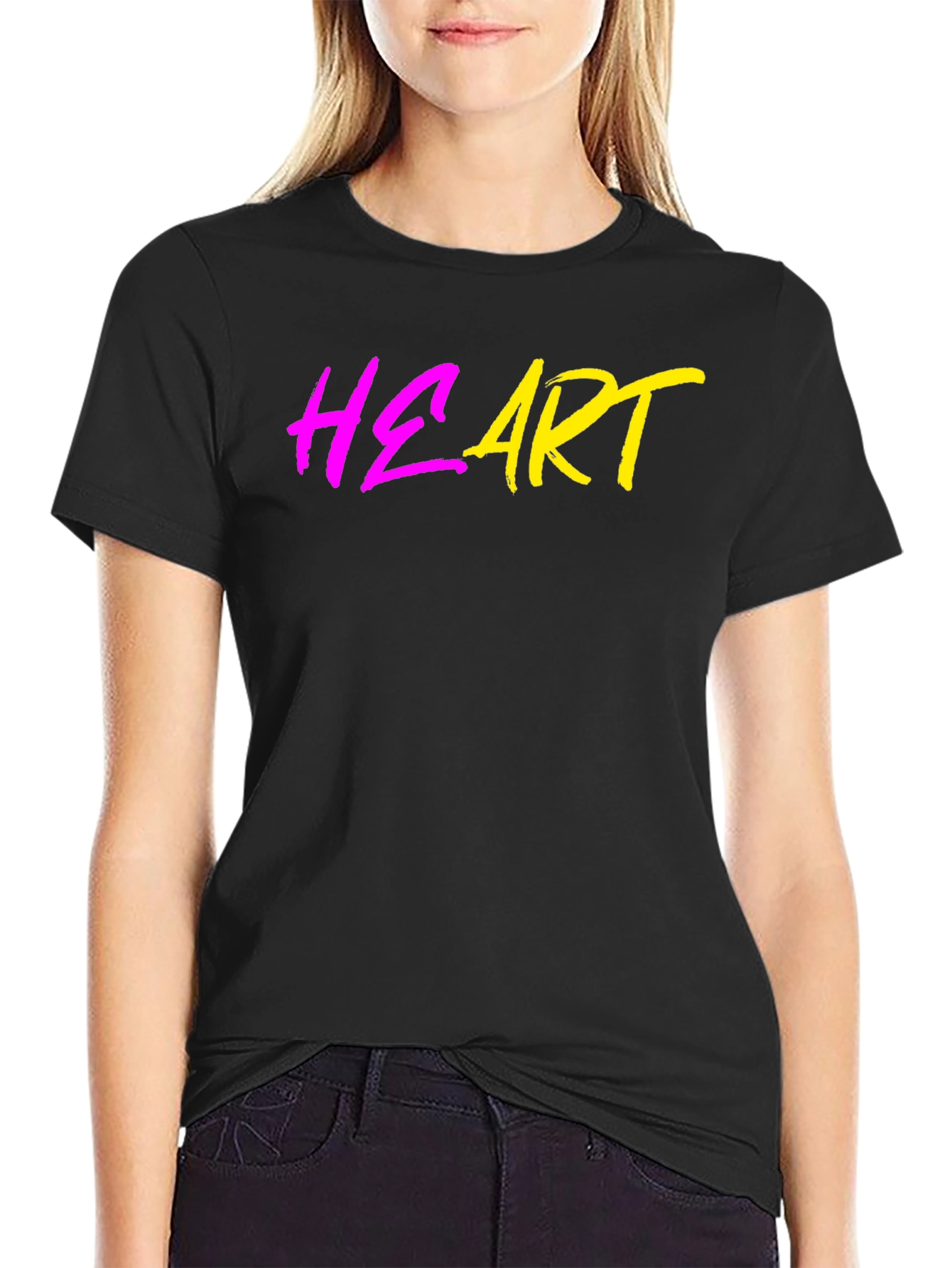 Black Heart Graphic Black Tee - Trendy Casual Wear view 2