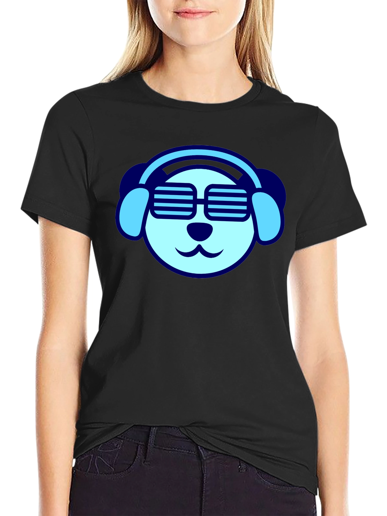 Black Cool Dog Tee - Headphones & Shades view 2