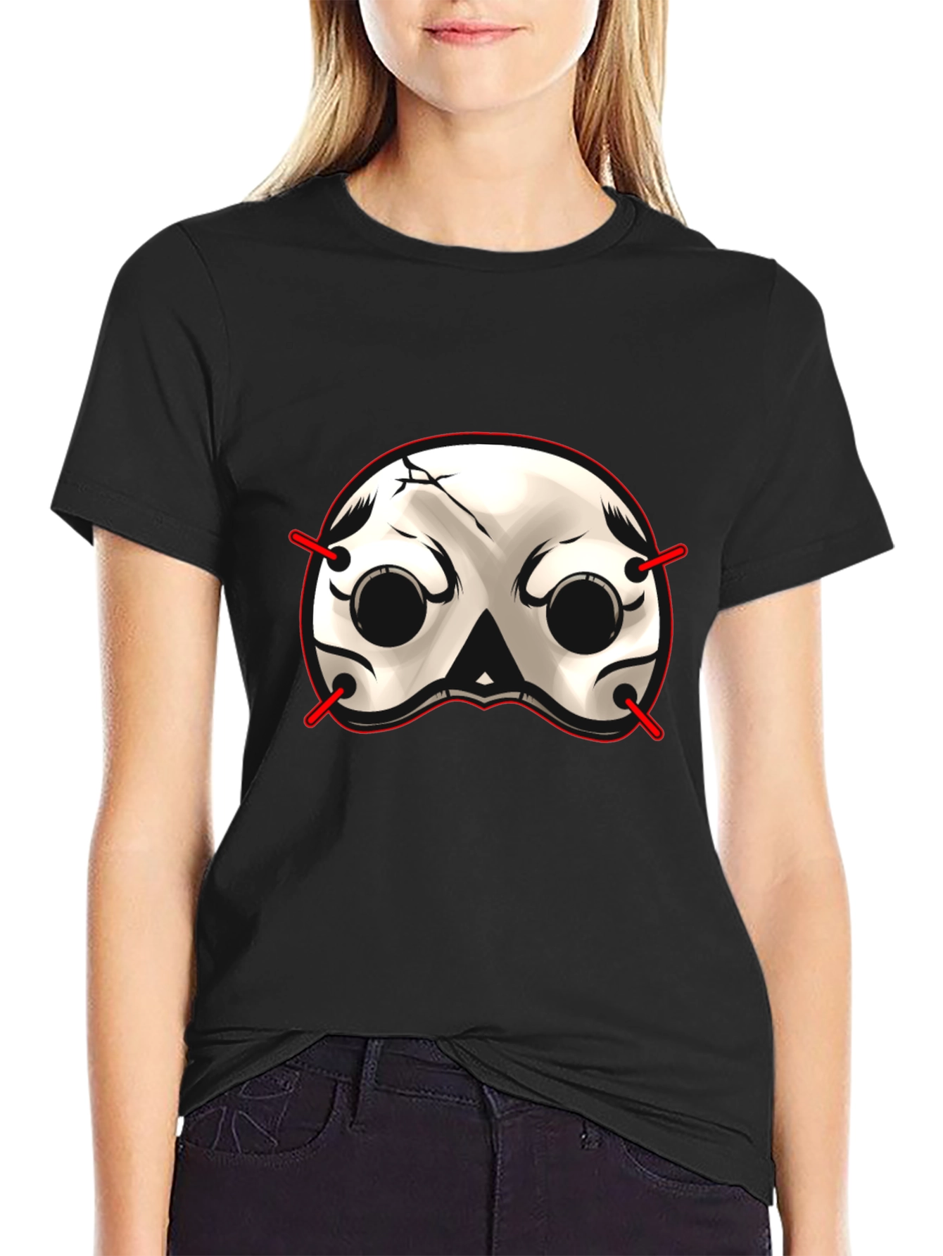Black Skull Mask Graphic T-Shirt - Black view 2