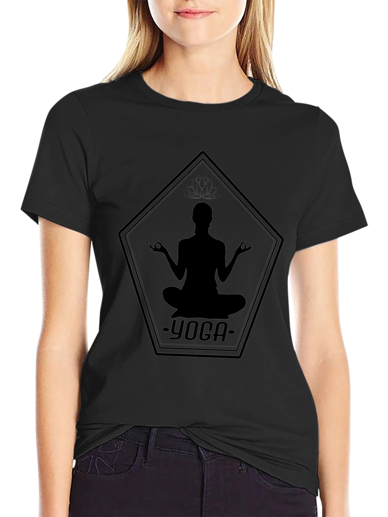 Black Yoga Silhouette Graphic Tee - Black view 2