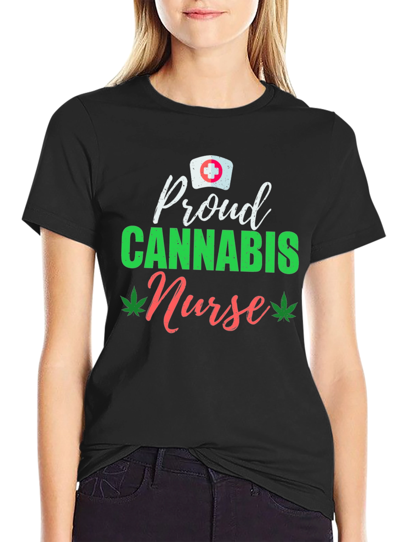 Black Proud Cannabis Nurse Black T-Shirt view 2